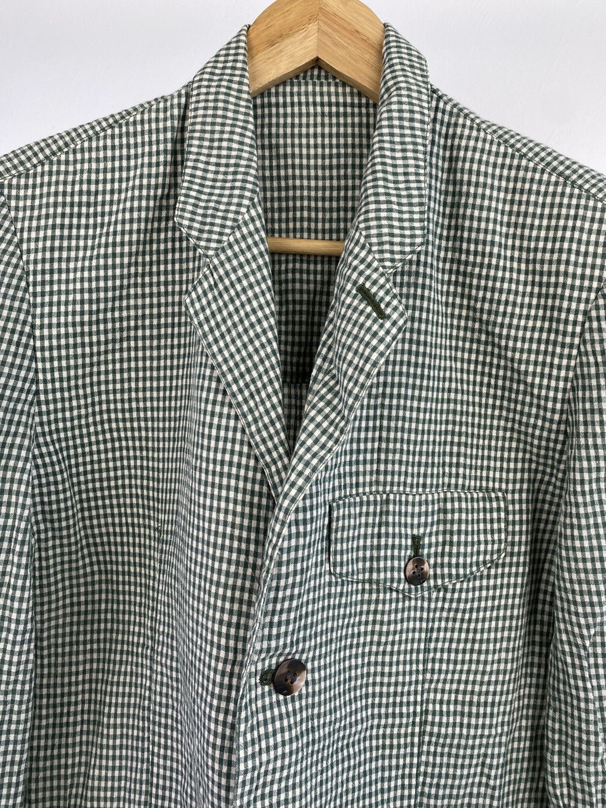 Issey Miyake Vintage 90's Issey Miyake Sport Linen Blend Tartan Jacket Size US M / EU 48-50 / 2 - 6 Thumbnail