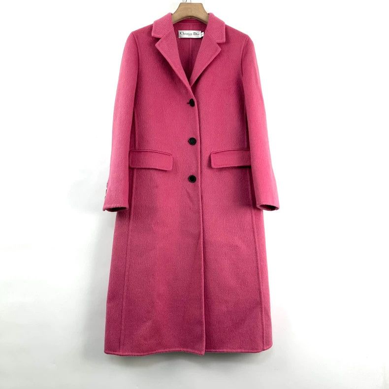 Dior Dior Pink wool long coat 2505-Nextarrow Size XXS / US 00 / IT 34 - 2 Thumbnail