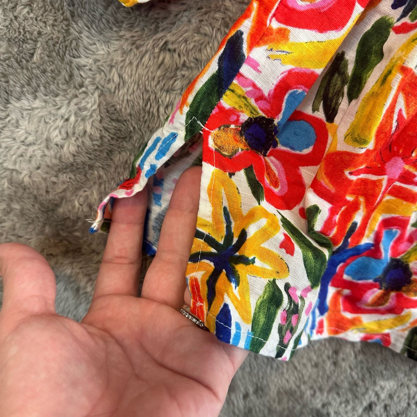 Other Hester Orchard Linen L Bright Floral Off Shoulder Top Blouse Size L / US 10 / IT 46 - 6 Thumbnail