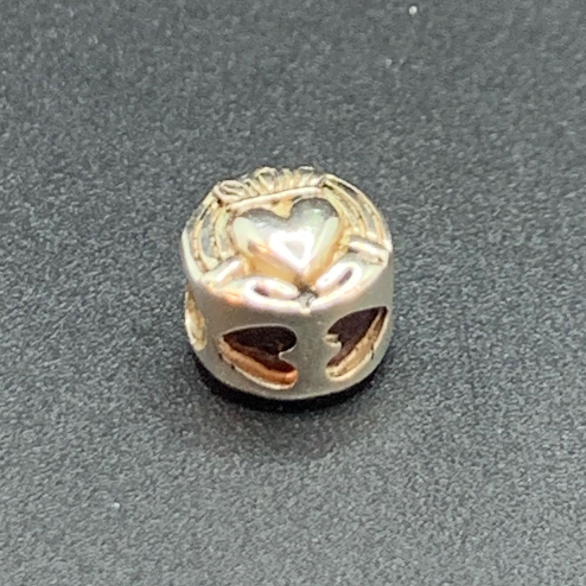 Other Silver Tone Round Claddagh Heart Slide Charm w/ Darkened Hea Size ONE SIZE - 2 Thumbnail