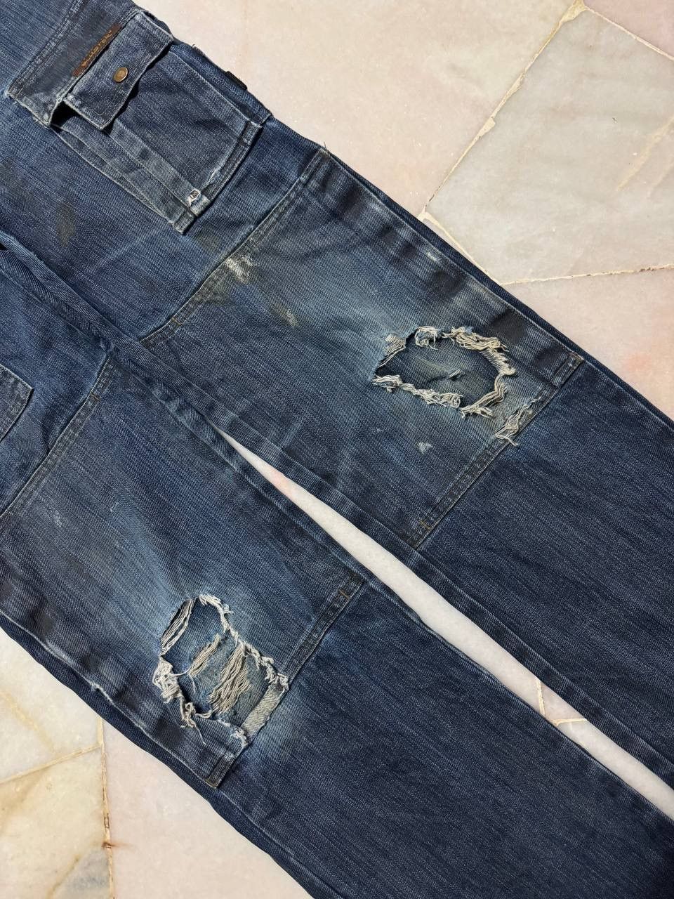 Rusty Trashed💥Vtg Bluster Multipocket Double Knee Distressed Jean Size US 31 - 9 Thumbnail