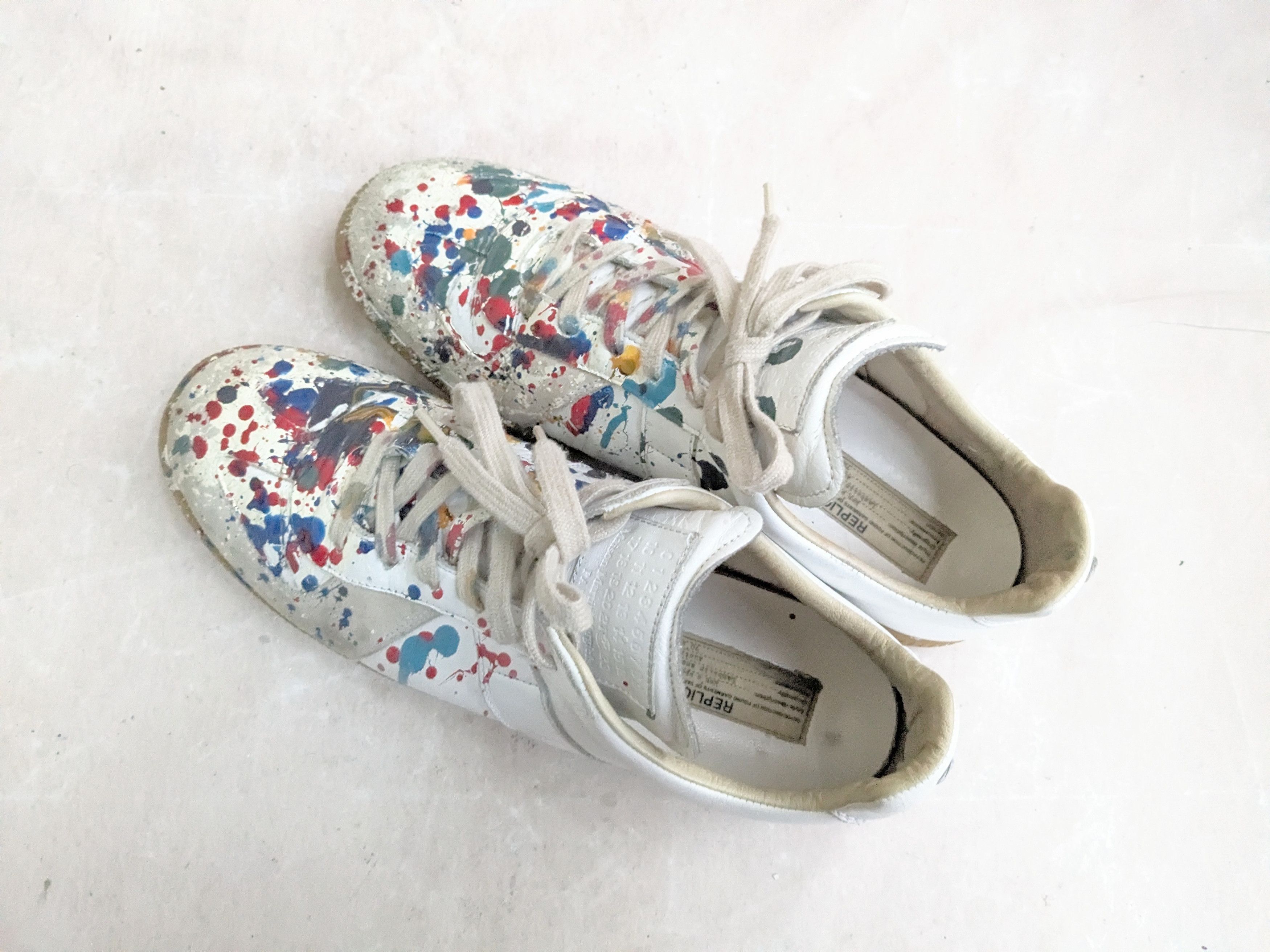 Maison Margiela Maison Margiela GAT Replica White Paint Splatter 9 42 Low Size US 9 / EU 42 - 14 Thumbnail