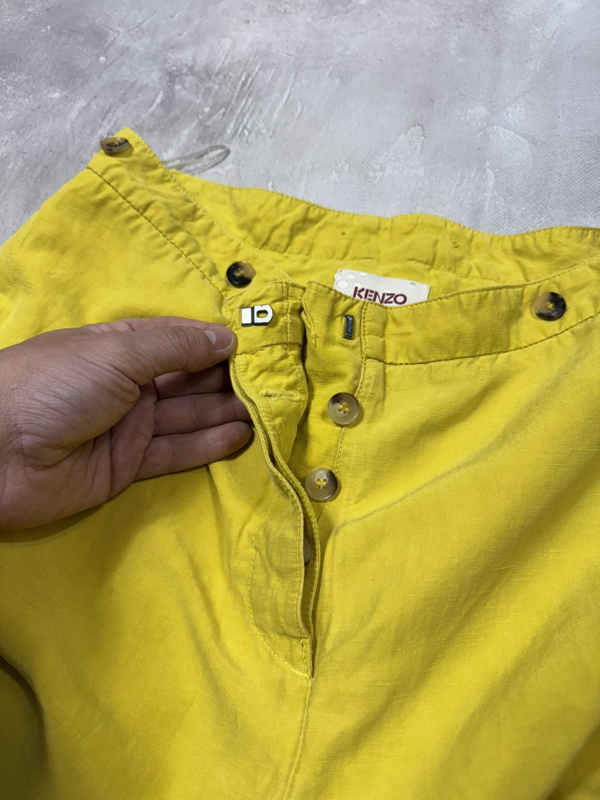 Kenzo Kenzo Woman's Linen Set Jacket &Cropped Capri Pants Yellow Size XS / US 0-2 / IT 36-38 - 12 Thumbnail