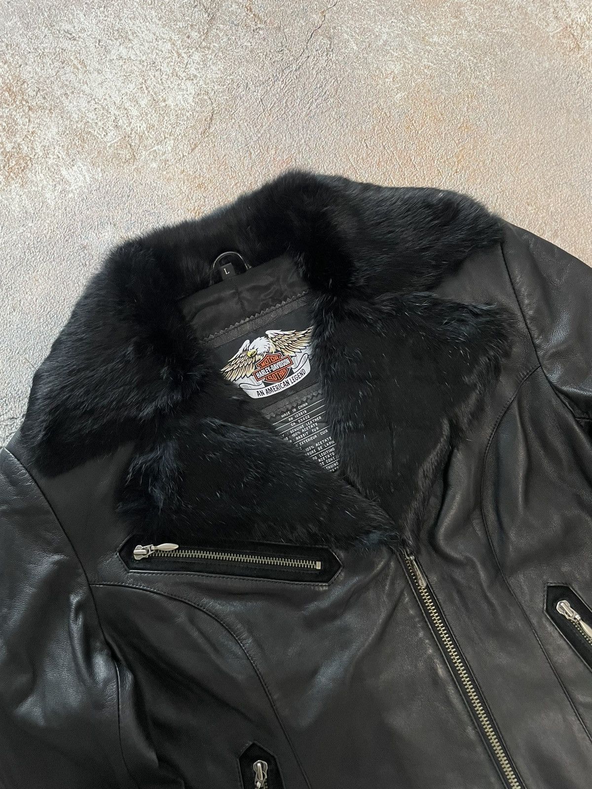 Harley Davidson Harley Davidson Black Leather Fur Collar Cropped Jacket Size L / US 10 / IT 46 - 3 Thumbnail
