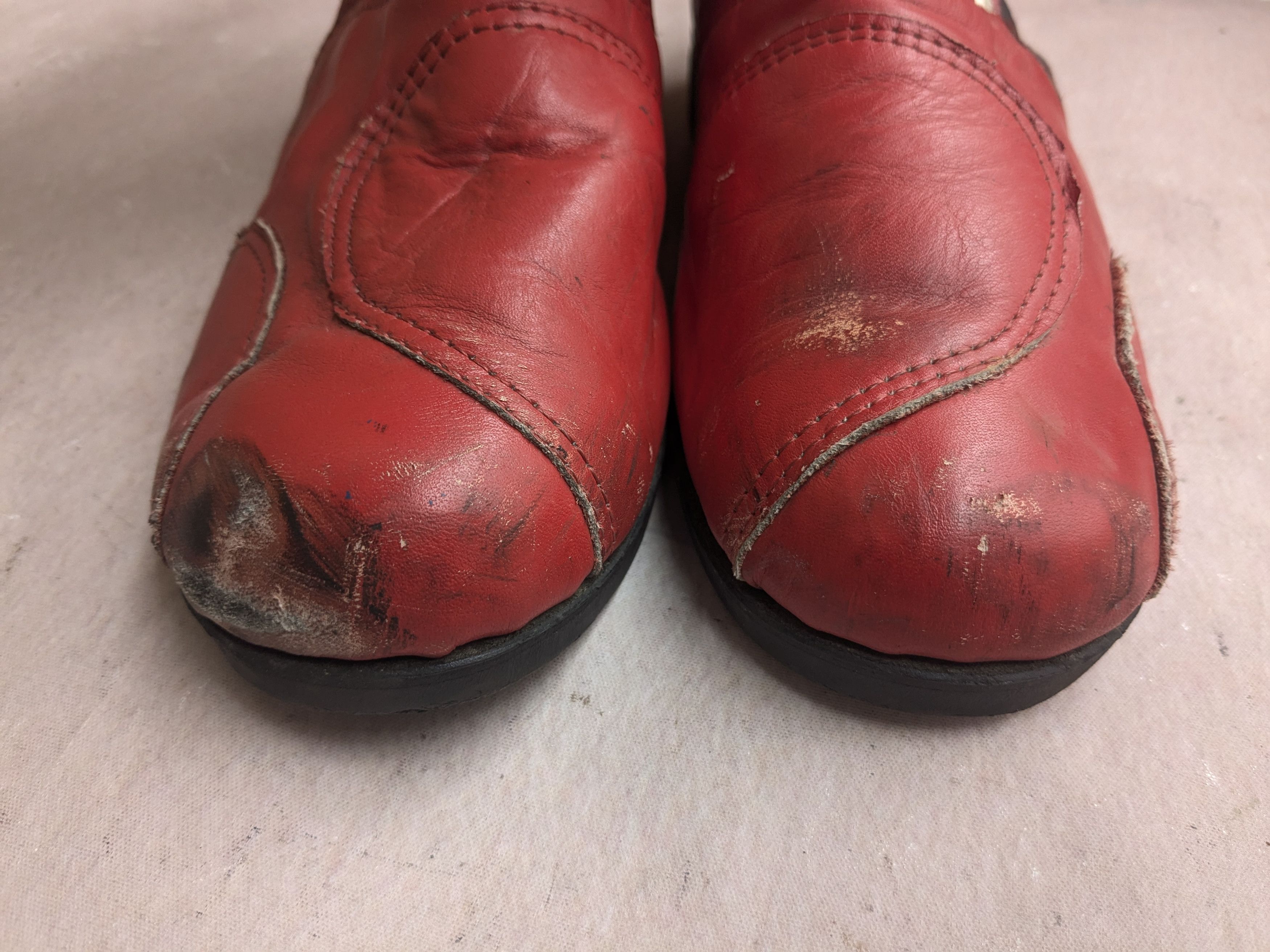 Genuine Leather Vintage Motorcycle Biker Boots Red Blue White 8.5 Leather Size US 8.5 / EU 41-42 - 3 Thumbnail