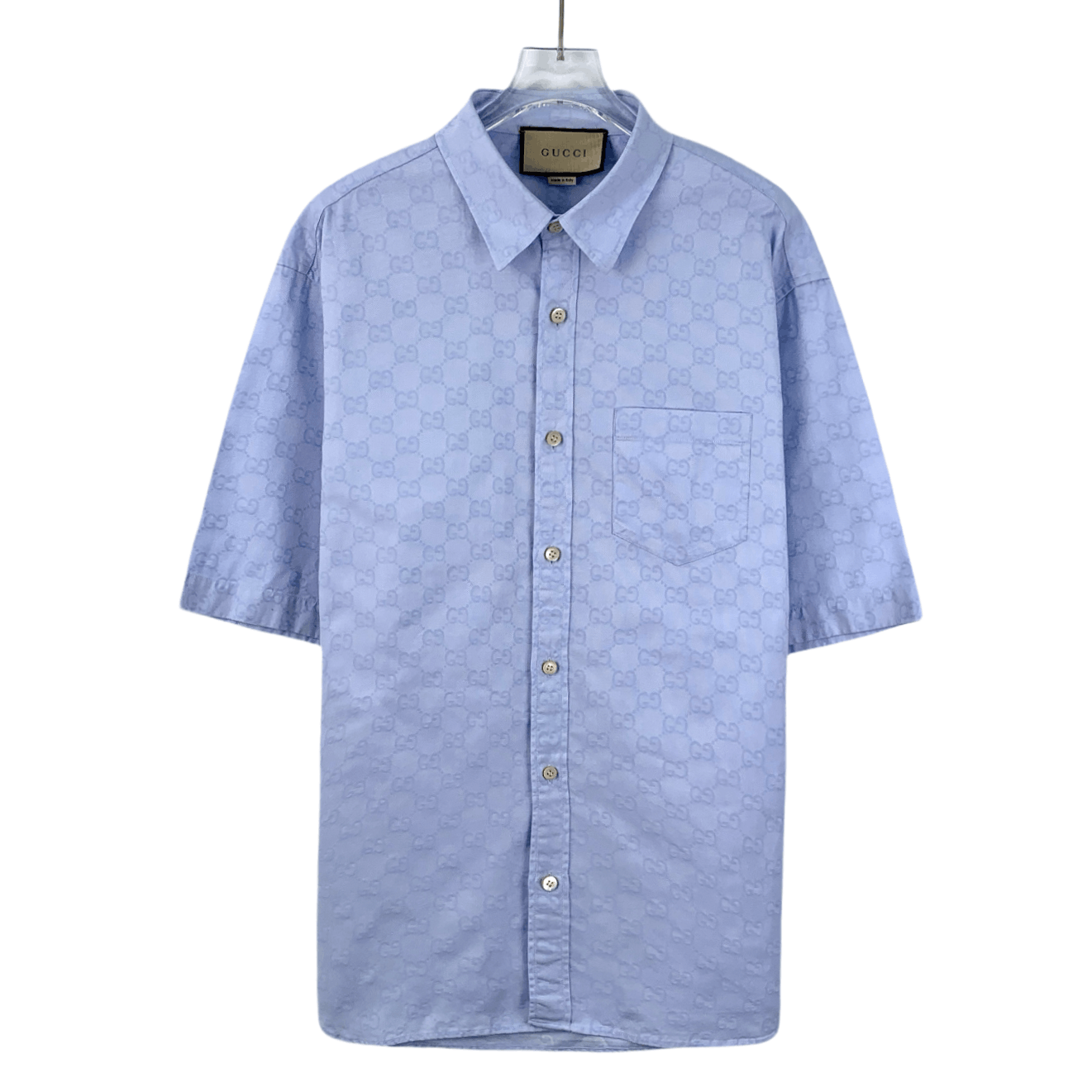 Gucci Gucci Shirt – Light Blue Logo Jacquard Shirt (Size 16) Size XXL / US 16-18 / IT 52-54 - 1 Thumbnail