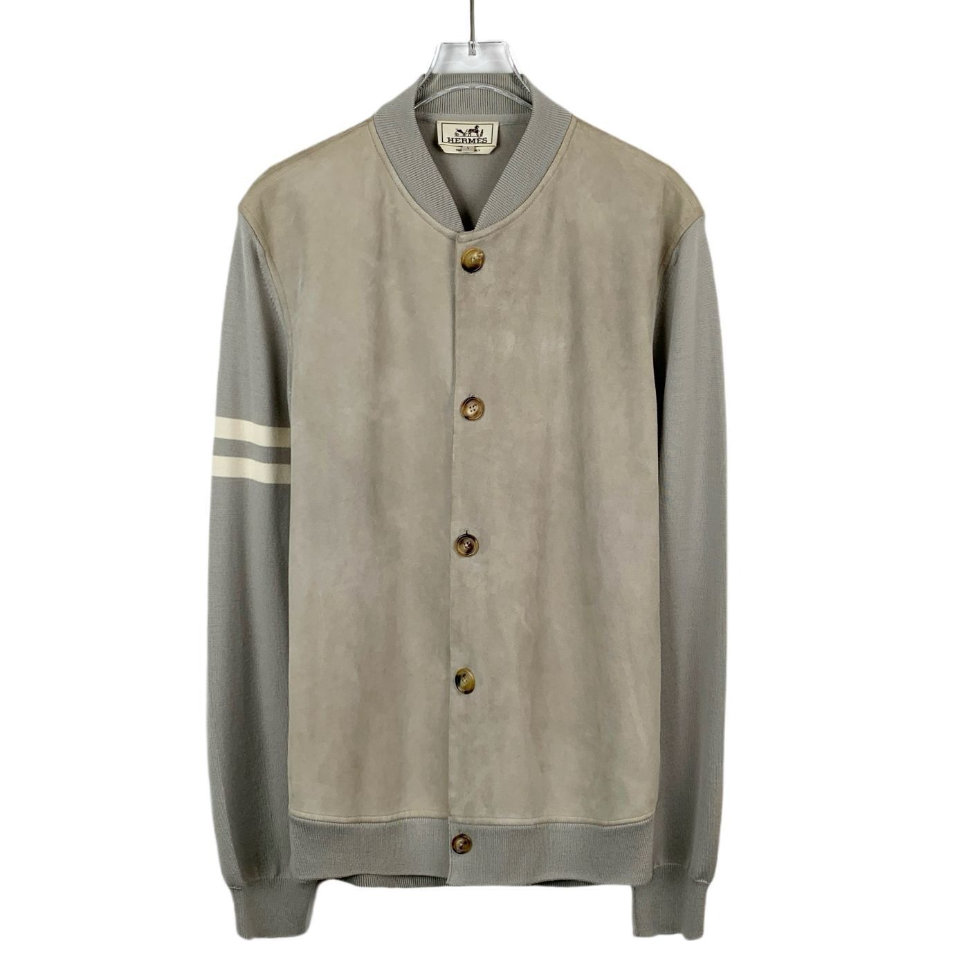 Hermes Hermès Grey Suede & Wool Baseball Jacket L Made In Italy Size US L / EU 52-54 / 3 - 1 Thumbnail