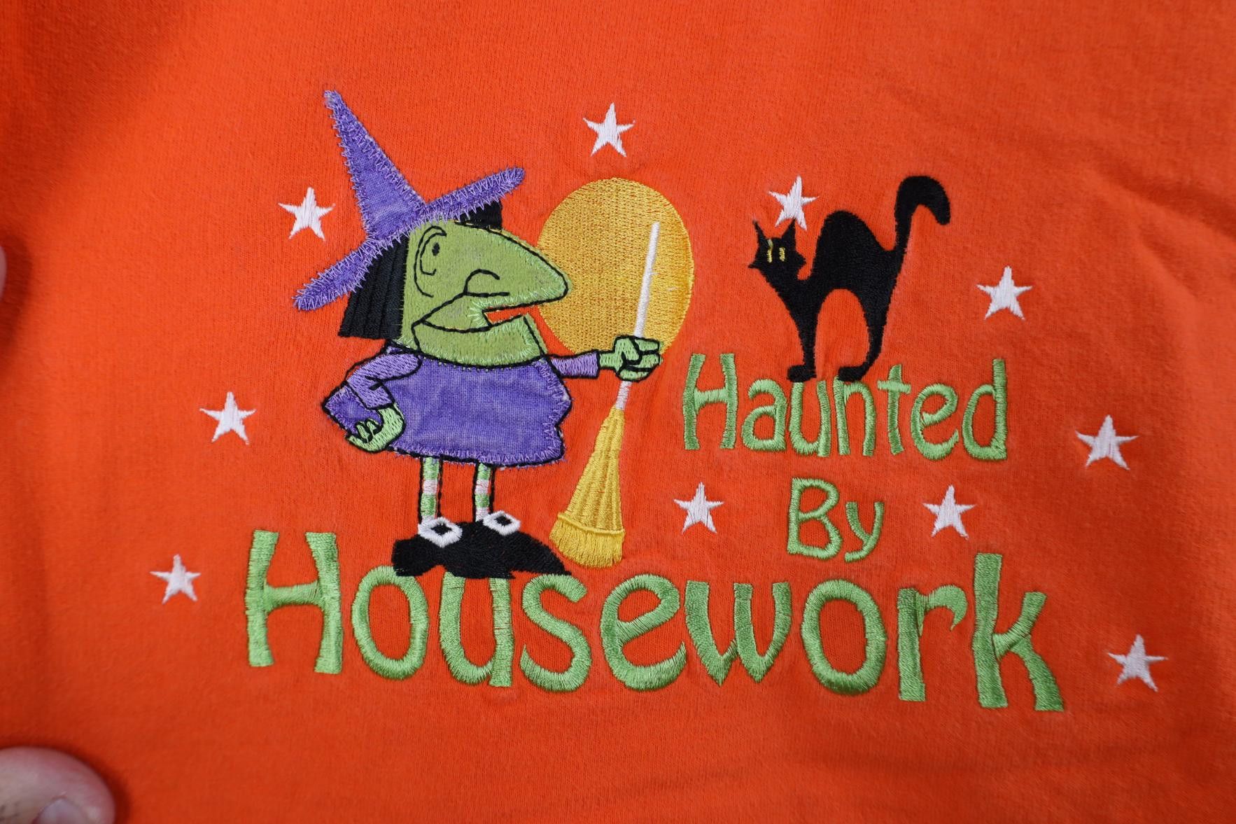Vintage Vintage 90s Haunted By Housework Witch Cat Sweatshirt Size L / US 10 / IT 46 - 4 Thumbnail