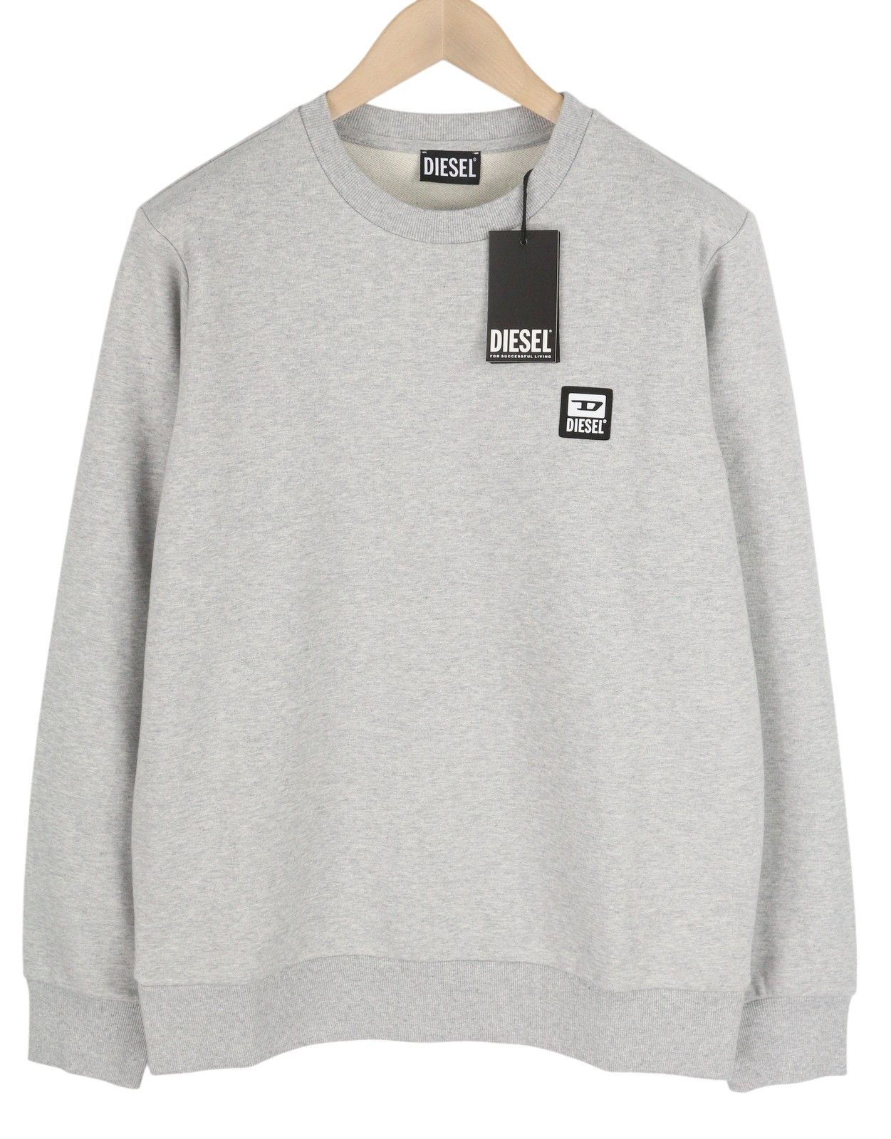 Diesel S-GIRK-K12 M Grey Melange Logo Sweatshirt 41019 Size US M / EU 48-50 / 2 - 1 Thumbnail