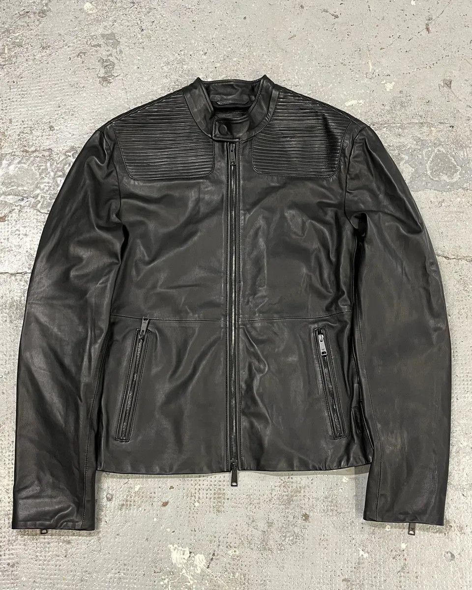 Emporio Armani SS2017 Emporio Armani Biker Padded Black Leather Jacket Size US M / EU 48-50 / 2 - 1 Thumbnail