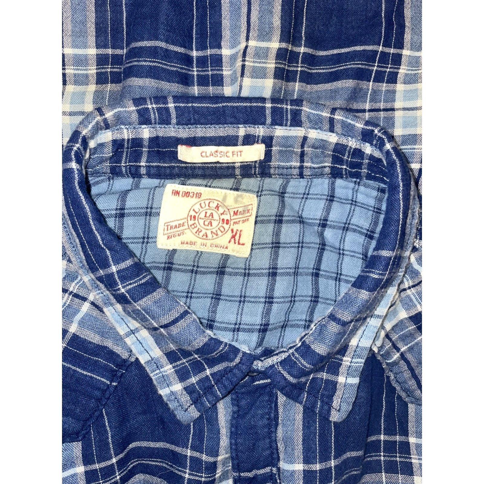 Lucky Brand Lucky Brand Button-Up Shirt Mens XL Blue Plaid Classic Fit Long Sleeve Button-Down Collar Size US XL / EU 56 / 4 - 7 Thumbnail