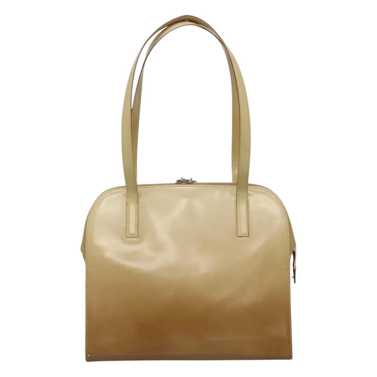 Gancini Beige Patent Leather Shoulder Bag (Pre-Owned)