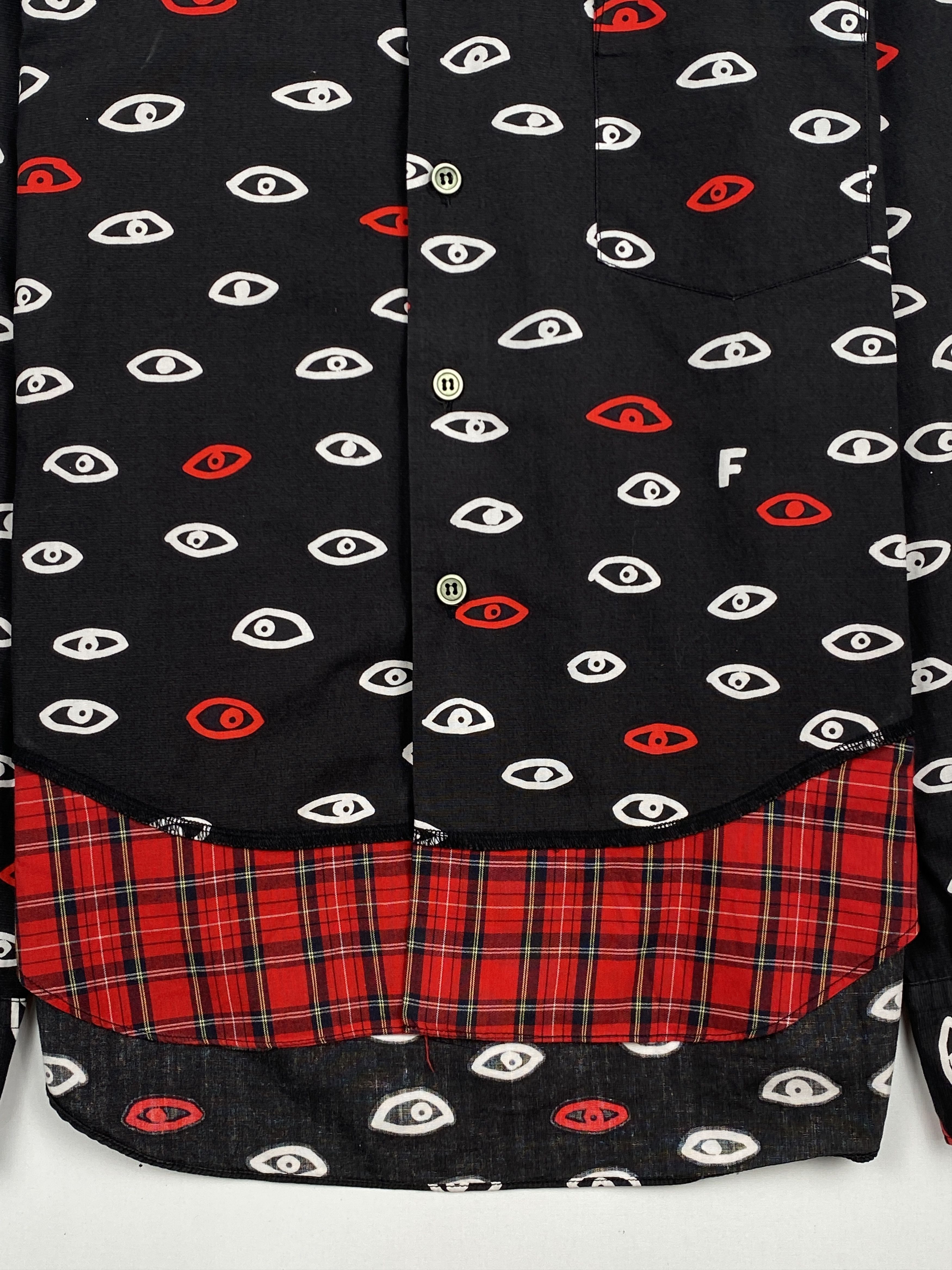 Comme des Garcons Black AD2015 Eyes All-Over Print Flannel Long Sleeves Shirt Size US XS / EU 42 / 0 - 4 Thumbnail