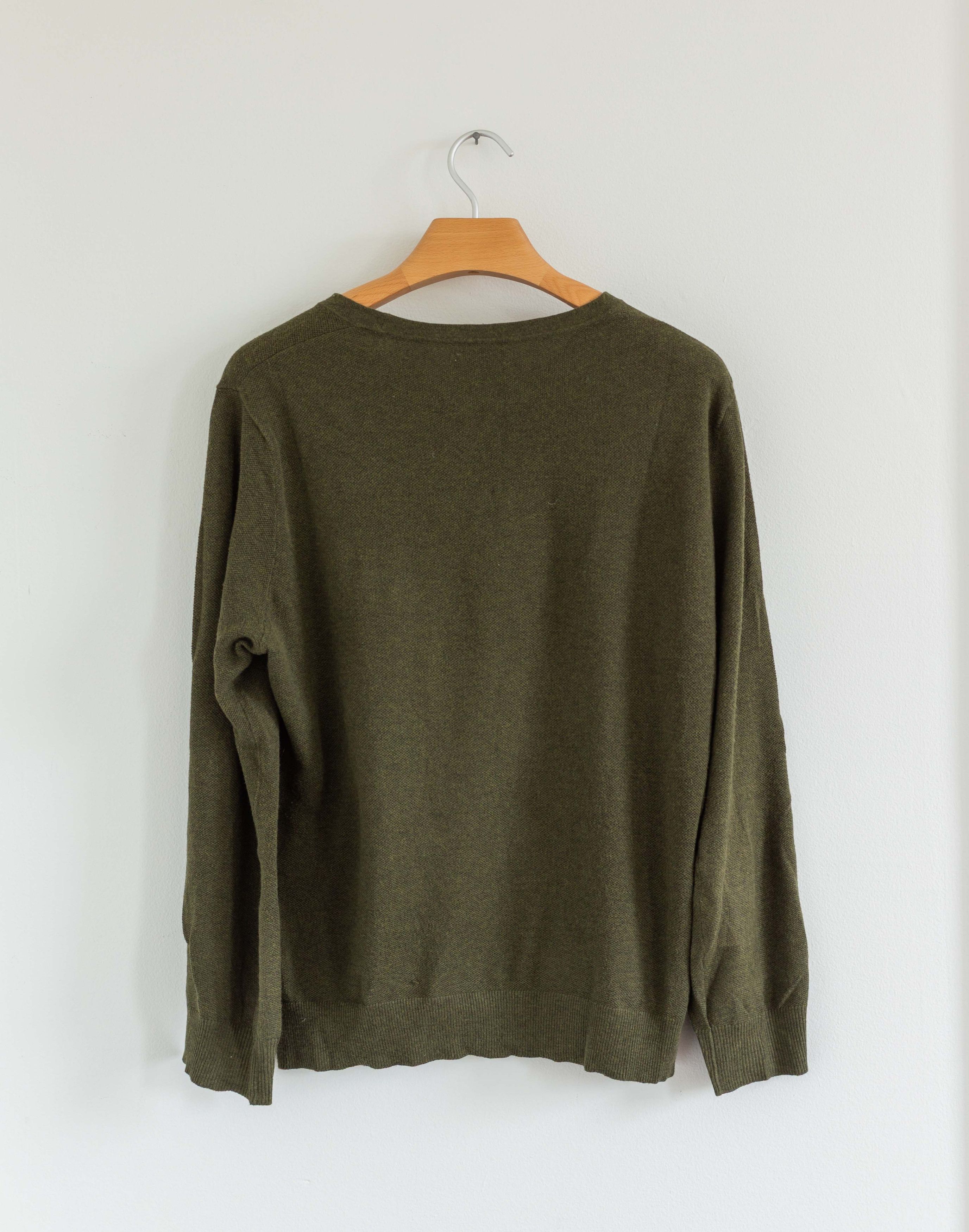 J.Crew J.Crew Men's Olive Green Cotton Cashmere Crewneck Sweater Size US M / EU 48-50 / 2 - 2 Thumbnail