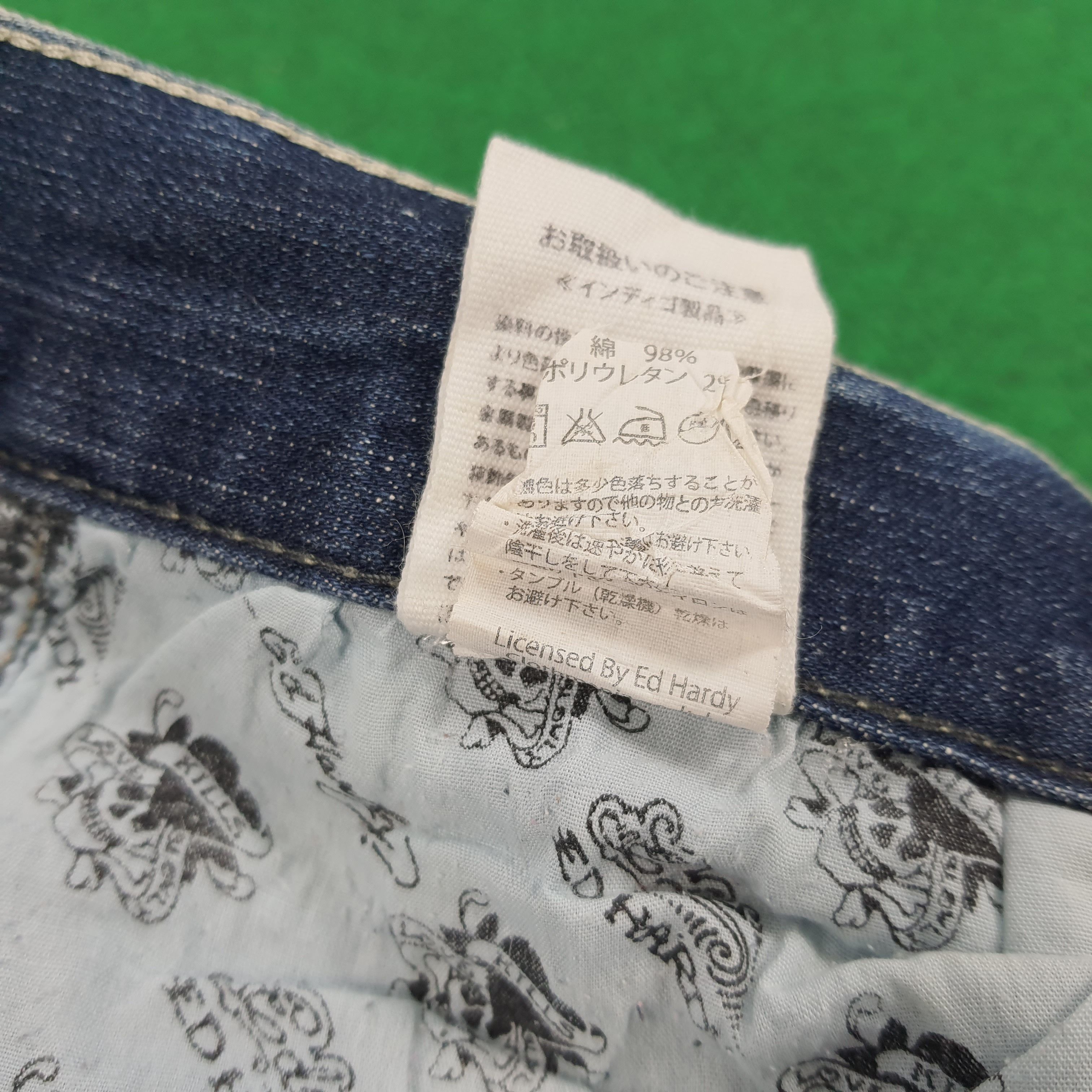 Ed Hardy × Vintage Vintage Ed Hardy Love Kills Slowly Skull Embroidery Jeans Size US 35 - 10 Thumbnail