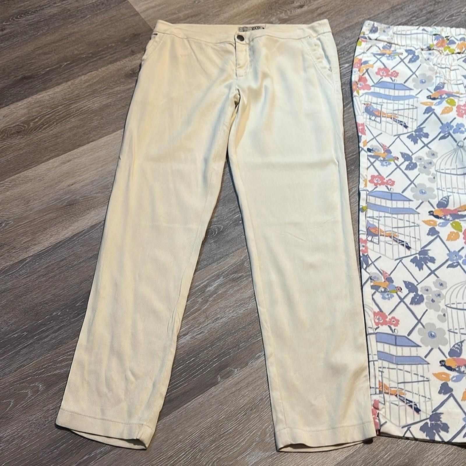 Other Spartina 449 Go Silk Pants 4 Cream Ankle Straight Leg Size 27" / US 4 / IT 40 - 3 Thumbnail