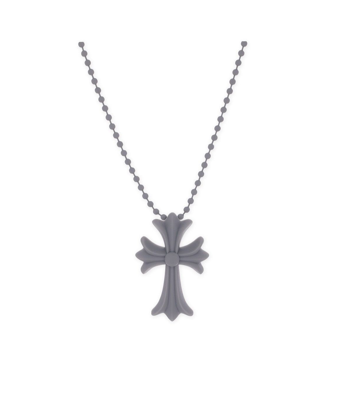 Pre-owned Chrome Hearts Gray Silichrome Cross Pendant In