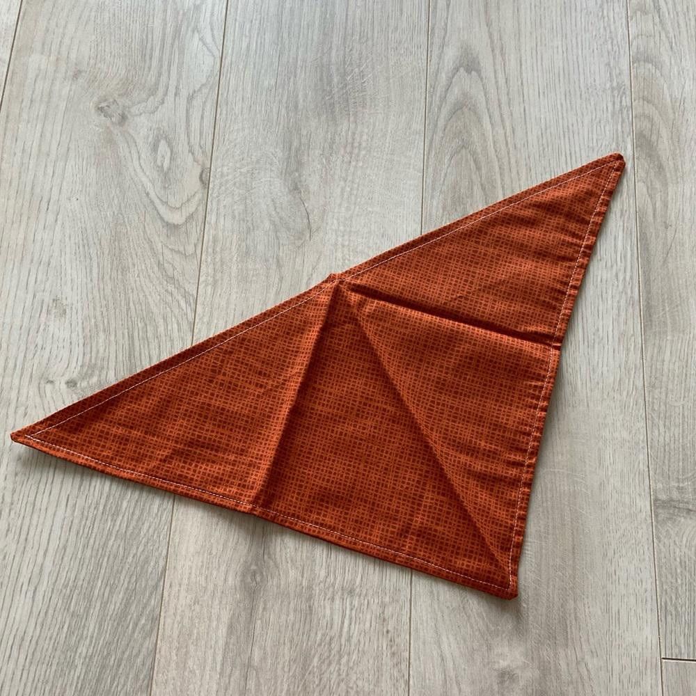 Designer Orange Square Pattern Dog Bandana with Matching Scrunchie Size ONE SIZE - 1 Thumbnail