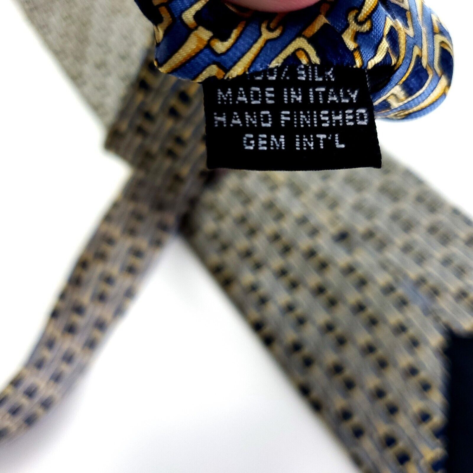 Paolo Gucci Paolo Gucci Blue Yellow Silk Tie Woven Geometric "Chain" Pri Size ONE SIZE - 6 Thumbnail
