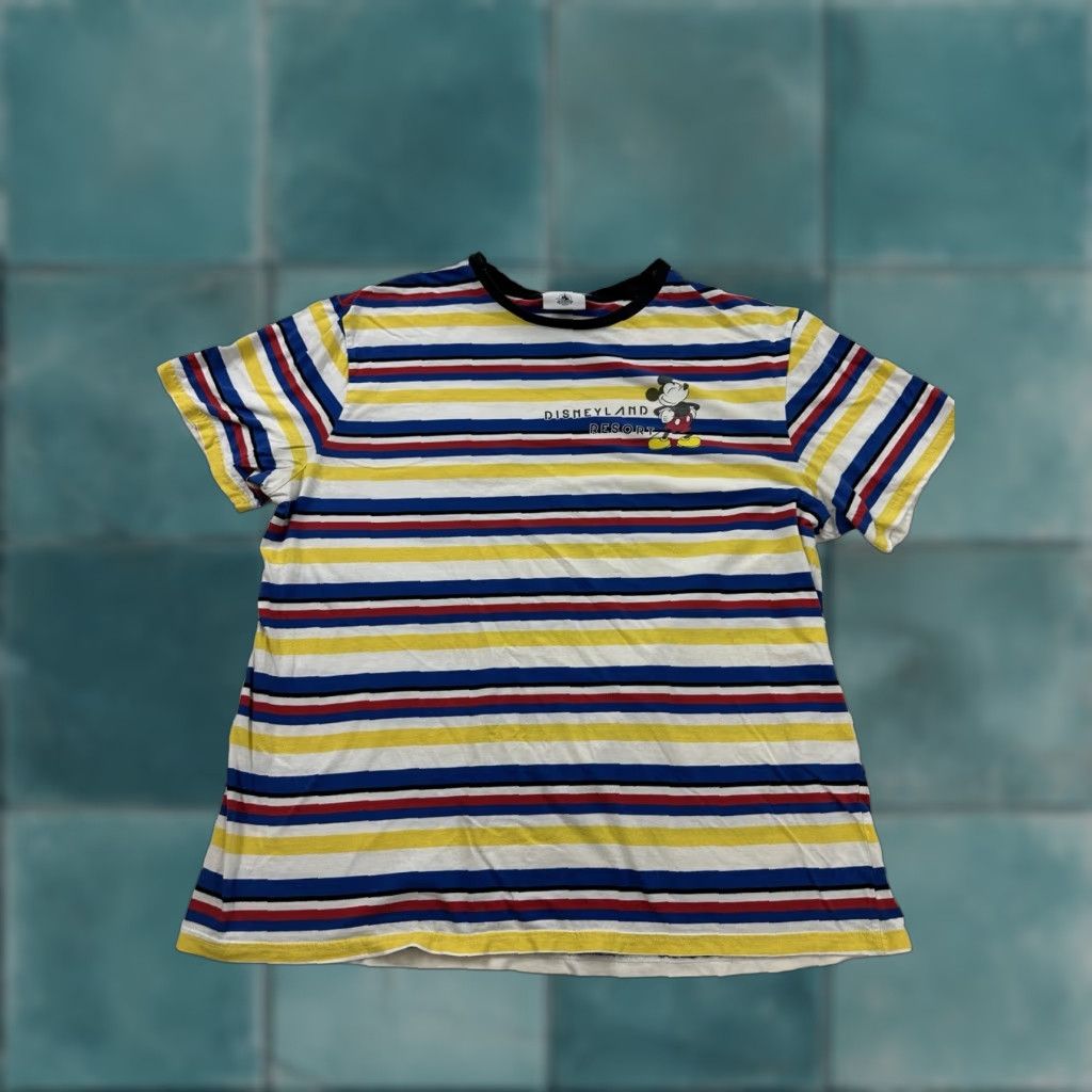 Disney Disney Disneyland Resort Shirt Mens L Striped Mickey Mouse Logo Short Sleeve Crew Neck Multicolor Cotton T-Shirt Disney Parks Theme Graphic Print Size US L / EU 52-54 / 3 - 1 Thumbnail