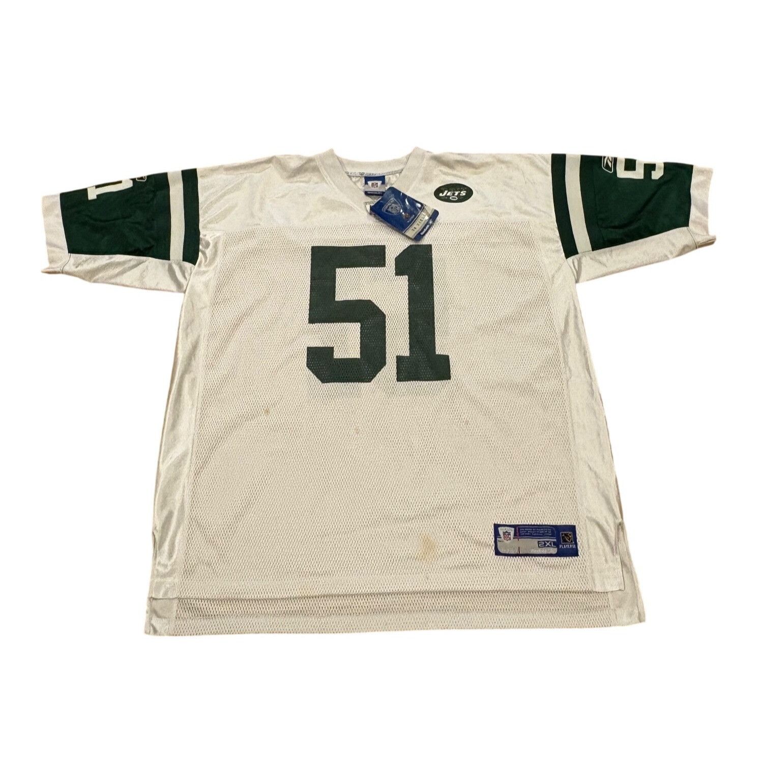 Reebok Reebok New York Jets Jonathan Vilma #51 White NFL Football J Size US XXL / EU 58 / 5 - 2 Thumbnail