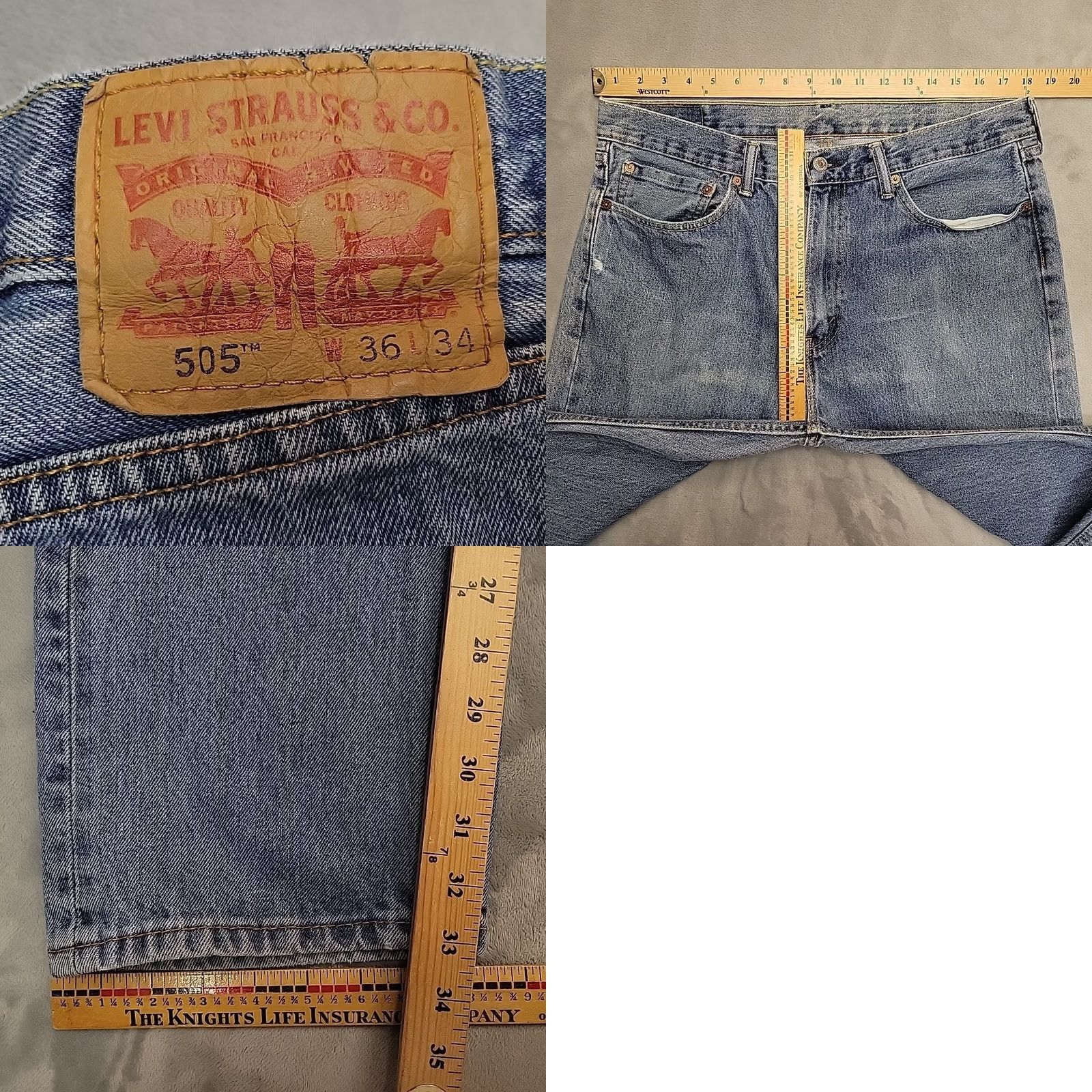 Levi's Levi's Jeans Mens 36x30 Blue Denim 505 Regular Fit Straight Leg Faded Distressed Size US 36 / EU 52 - 9 Thumbnail