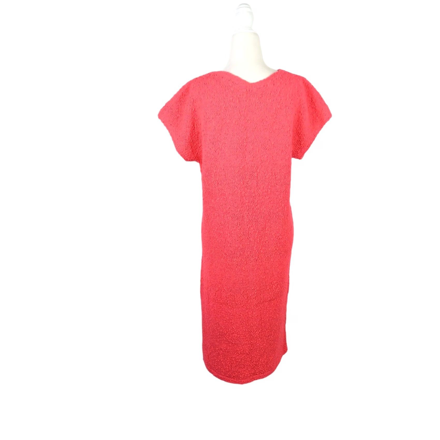 Pinko VINTAGE 70s pink knit sheath midi T-shirt dress M Women Short Sleeve V-Neck Size M / US 6-8 / IT 42-44 - 4 Thumbnail