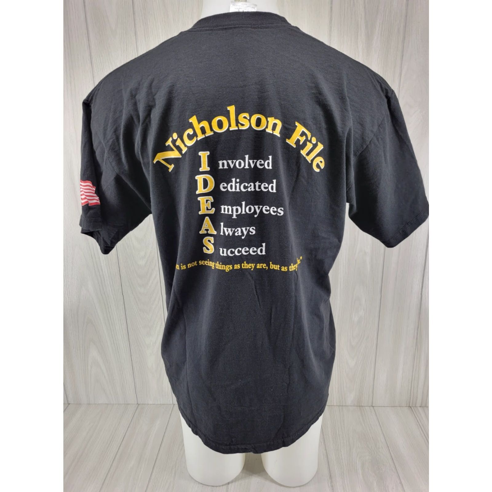 Jerzees VINTAGE Nicholson File Black Shirt Men’s Size L Graphic Print T-Shirt Short Sleeve Men Size US L / EU 52-54 / 3 - 2 Thumbnail