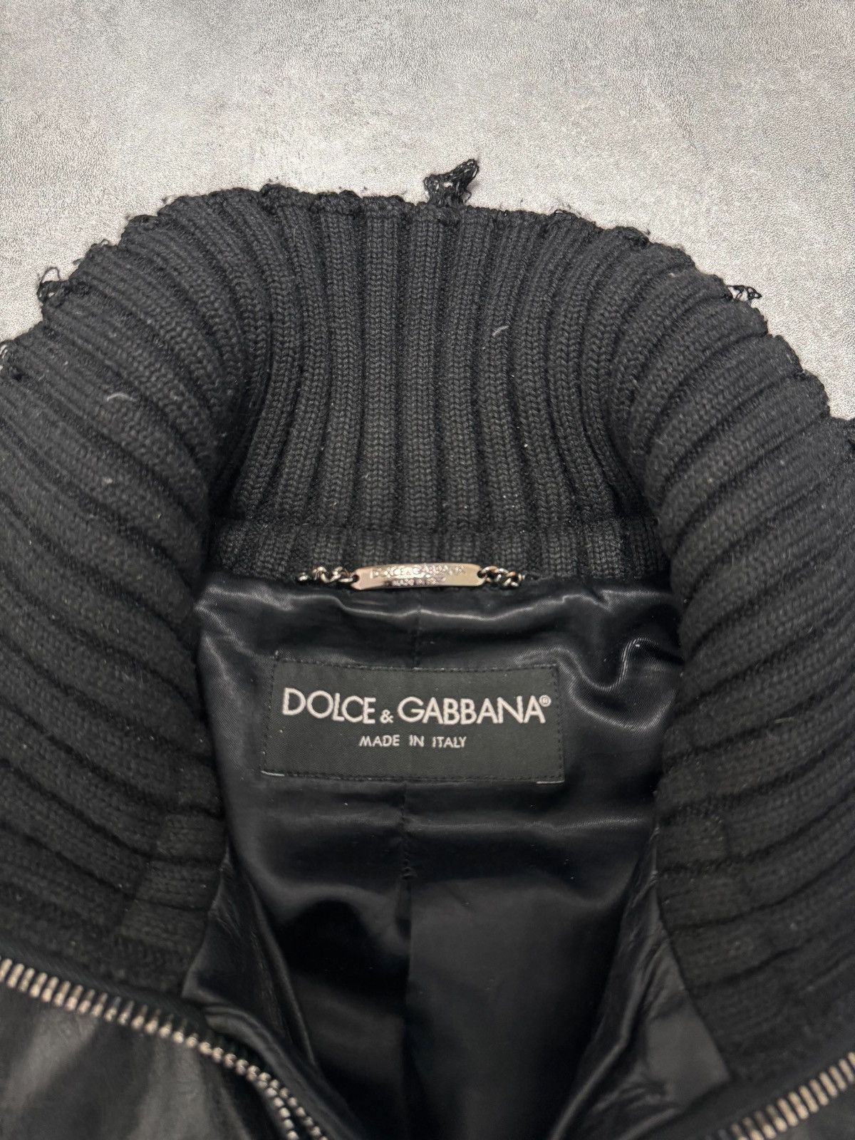 Dolce & Gabbana 00’s Dolce & Gabbana Distressed Wool Pocket Leather Jacket Size US M / EU 48-50 / 2 - 6 Thumbnail