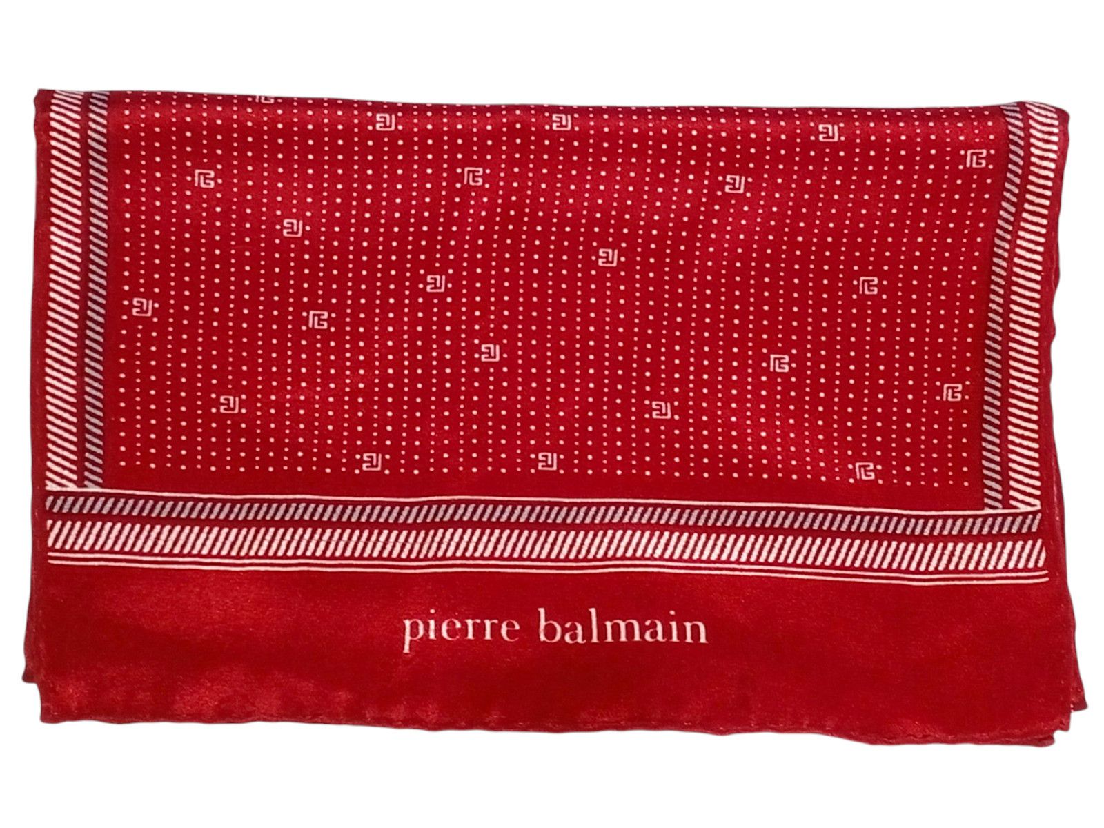 Pierre Balmain PIERRE BALMAIN PARIS Signature Monogram Maroon Silk Scarf Size ONE SIZE - 7 Thumbnail