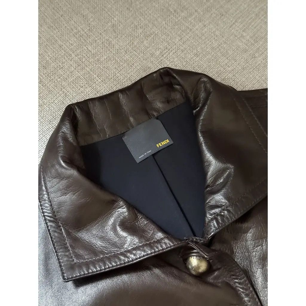 Fendi Fendi Brown Vintage Genuine Leather Silk Lined Blazer IT 40 Size S / US 4 / IT 40 - 3 Thumbnail