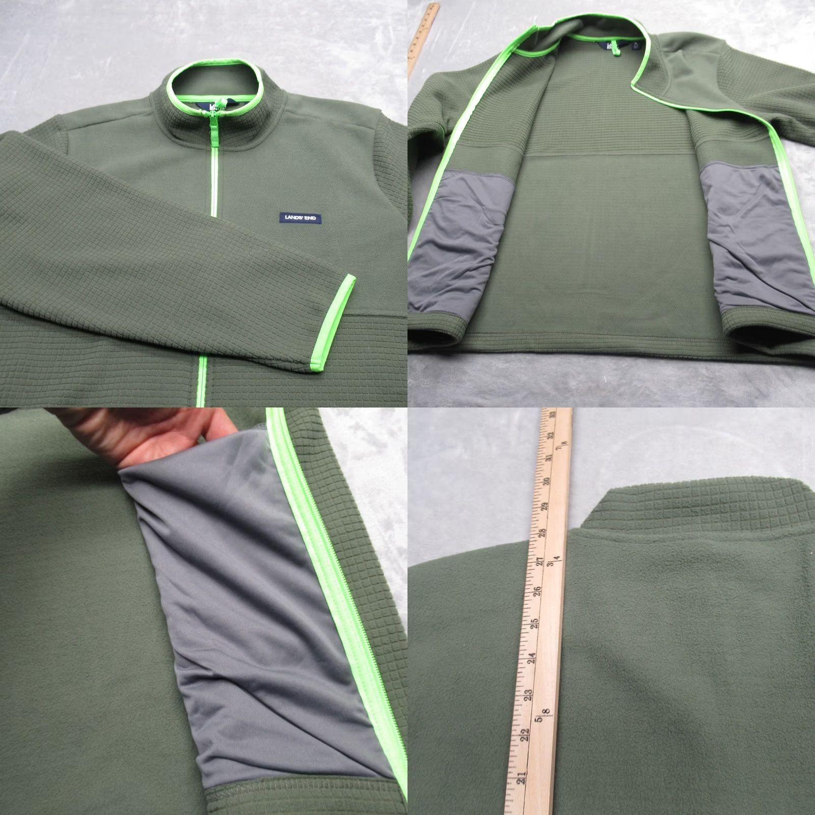 Lands' End Lands' End Jacket Mens XL Green Pockets Full Zip Fleece Waffle Knit Soft Hiking Outdoor Windbreaker Size US XL / EU 56 / 4 - 8 Thumbnail