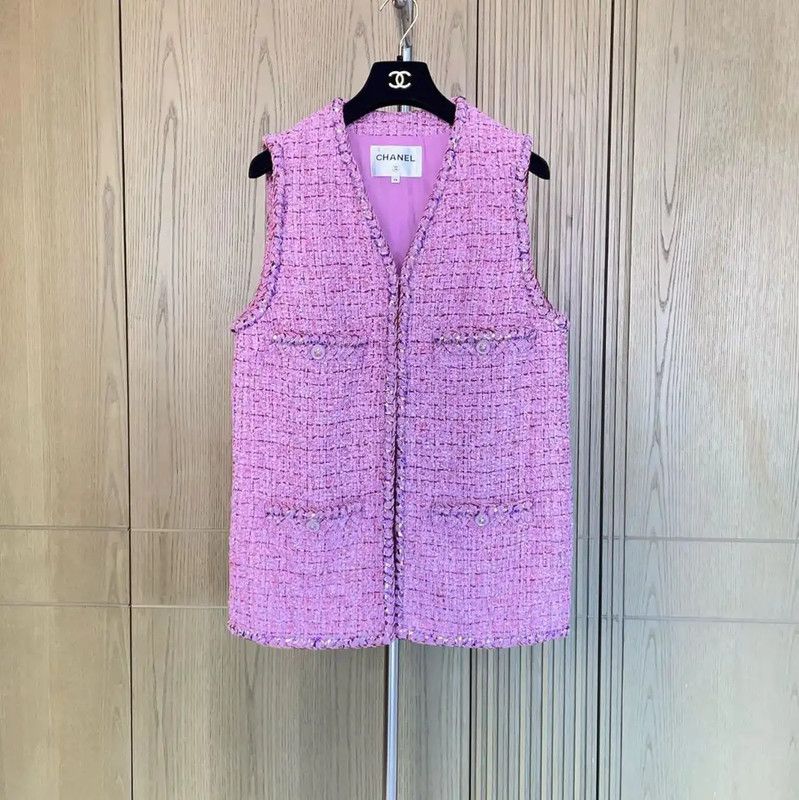 Chanel Chanel Pink Cotton Blend Vest for Women 0089 Size S / US 4 / IT 40 - 1 Thumbnail