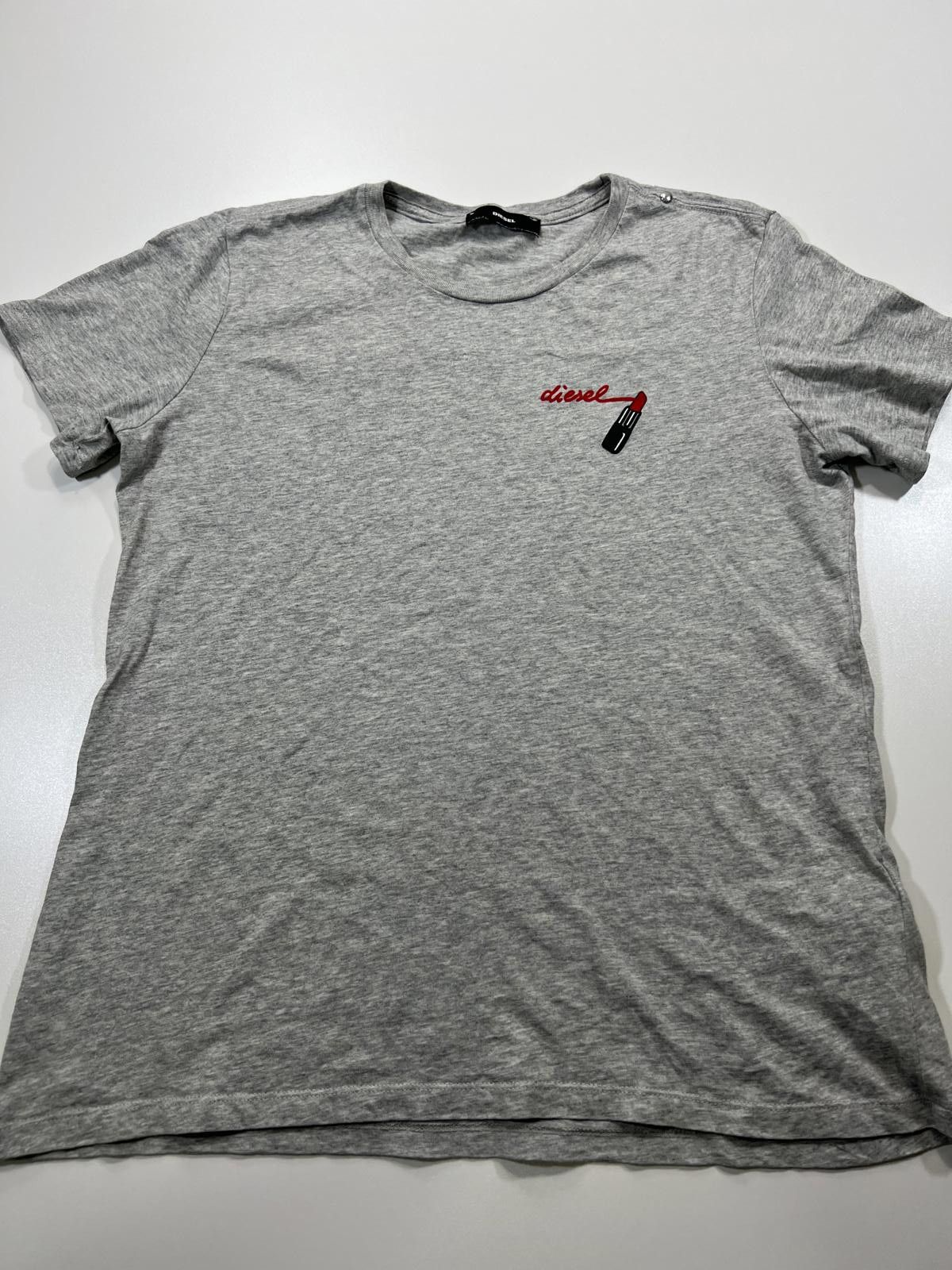 Diesel Diesel Grey Women's T-Shirt with Lipstick Embroidery Size S / US 4 / IT 40 - 1 Thumbnail