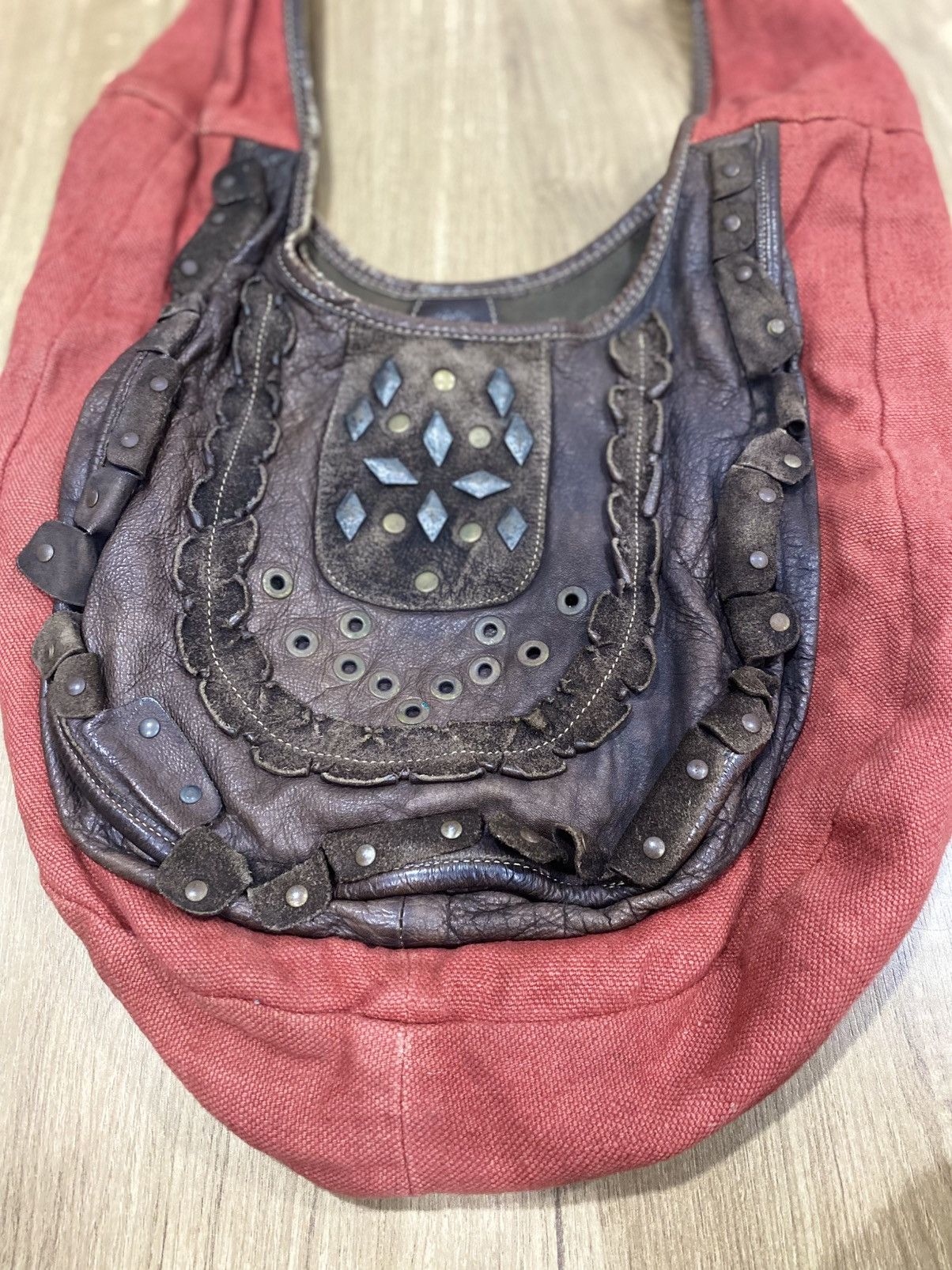 Vintage RARE ALCHIMIA ITALY CANVAS LEATHER CRAFTS HANDMADE SLING BAG Size ONE SIZE - 6 Thumbnail