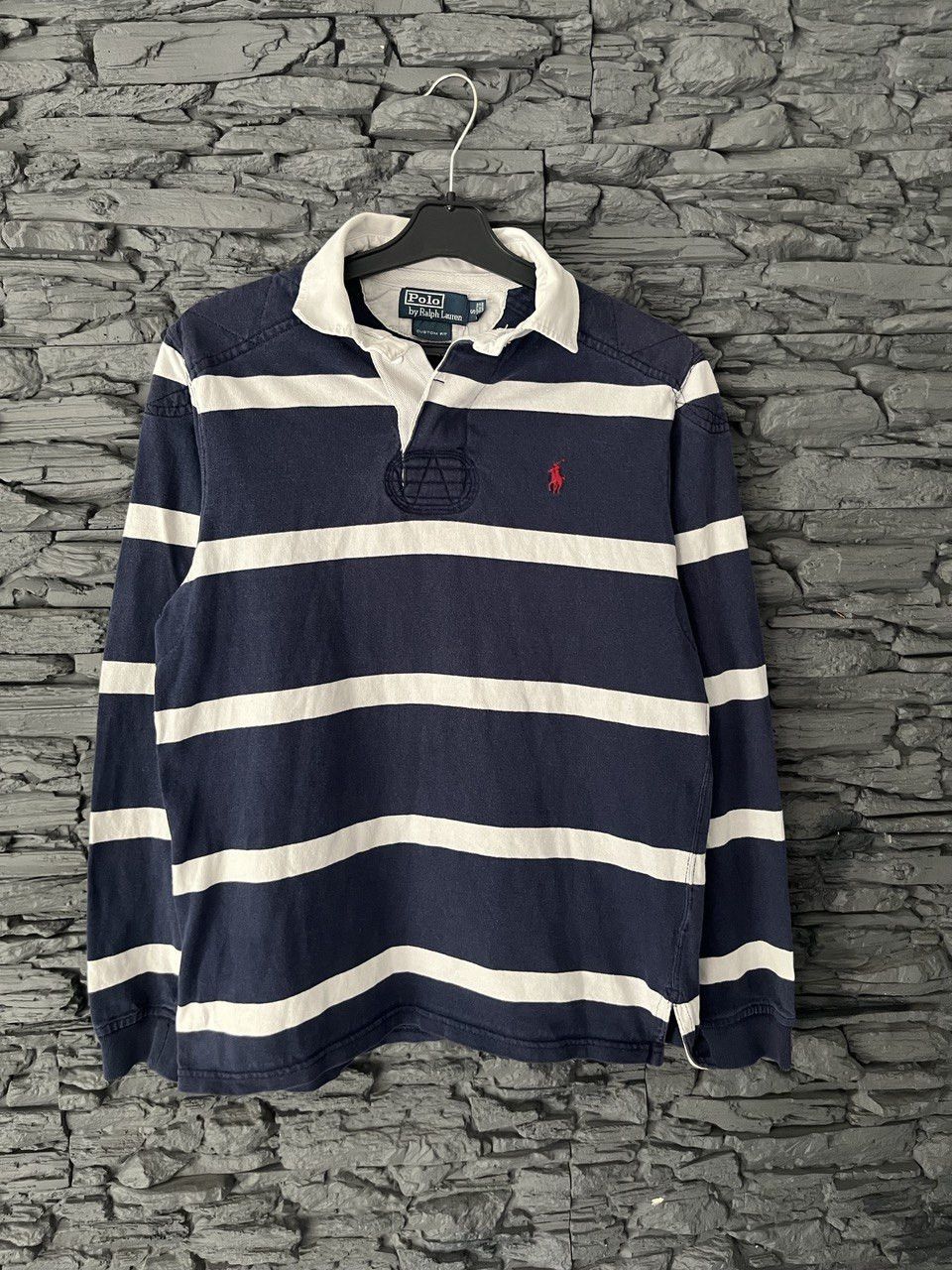 Pre-owned Polo Ralph Lauren X Vintage Polo Ralph Laurent Rugby Long Sleeve Y2k Style In Black White