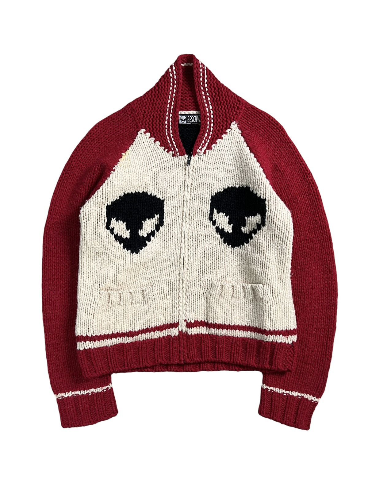 Alien Workshop × Vintage Vintage 90s Beschwa 👽 Zipper Knit Sweater Size US M / EU 48-50 / 2 - 1 Thumbnail