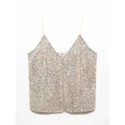 Mango Mango Xlenjuel Sequin Cami Top, Champagne, Sz. M Size M / US 6-8 / IT 42-44 - 2 Thumbnail