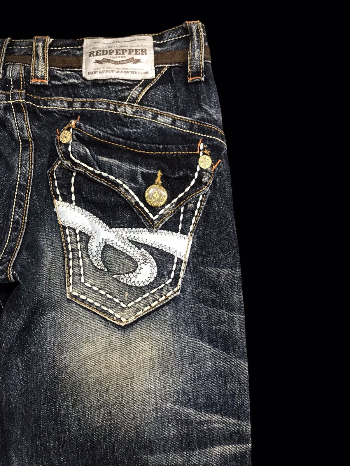 Japanese Brand 💥ARCHIVAL💥VERY RARE THE REDPEPPER SICK DESIGN DENIM F204 Size US 31 - 14 Thumbnail