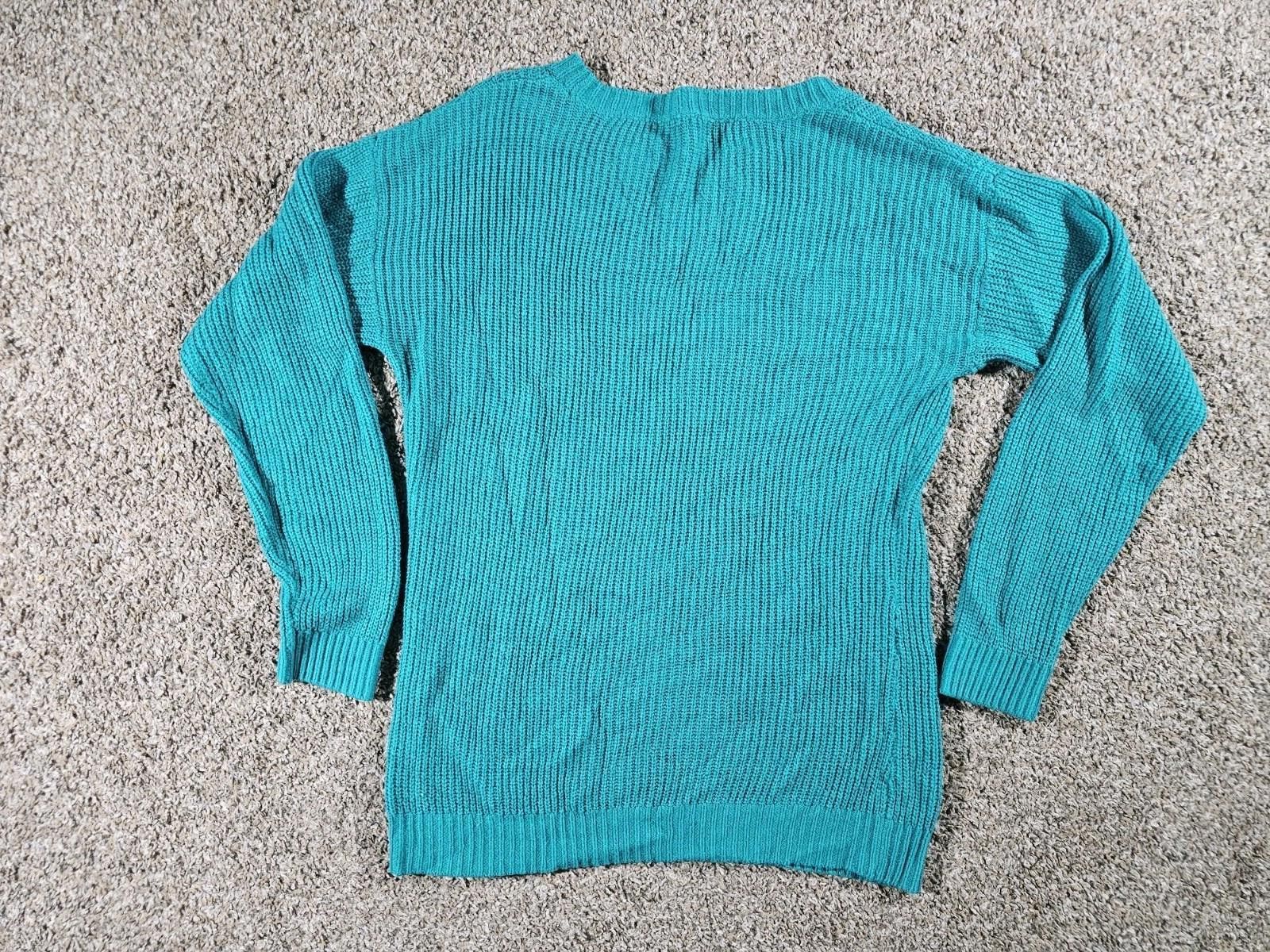 The Unbranded Brand Turquoise Green No Brand No Size Cable Knit Sweater Size M / US 6-8 / IT 42-44 - 5 Thumbnail