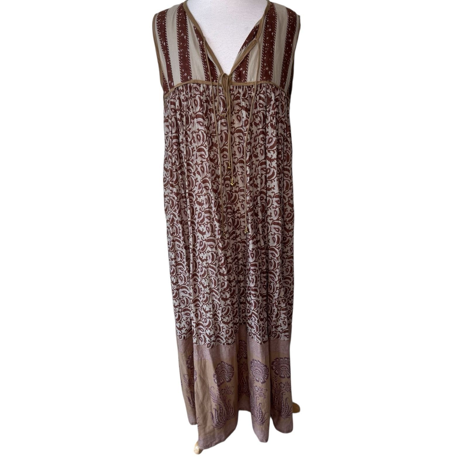 DAUGTHERS OF INDIA Aahna Maxi Dress Brown Size large