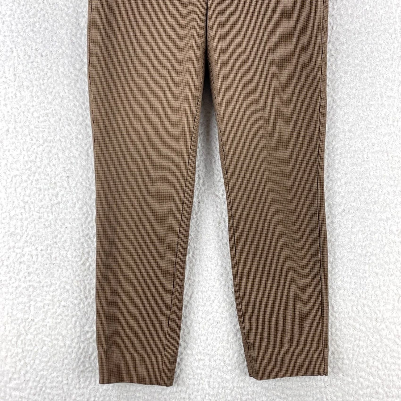 Everlane Everlane Brown Houndstooth Tapered Ankle Pants Womens Mid-Rise Stretch Size 4 Size 27" / US 4 / IT 40 - 3 Thumbnail
