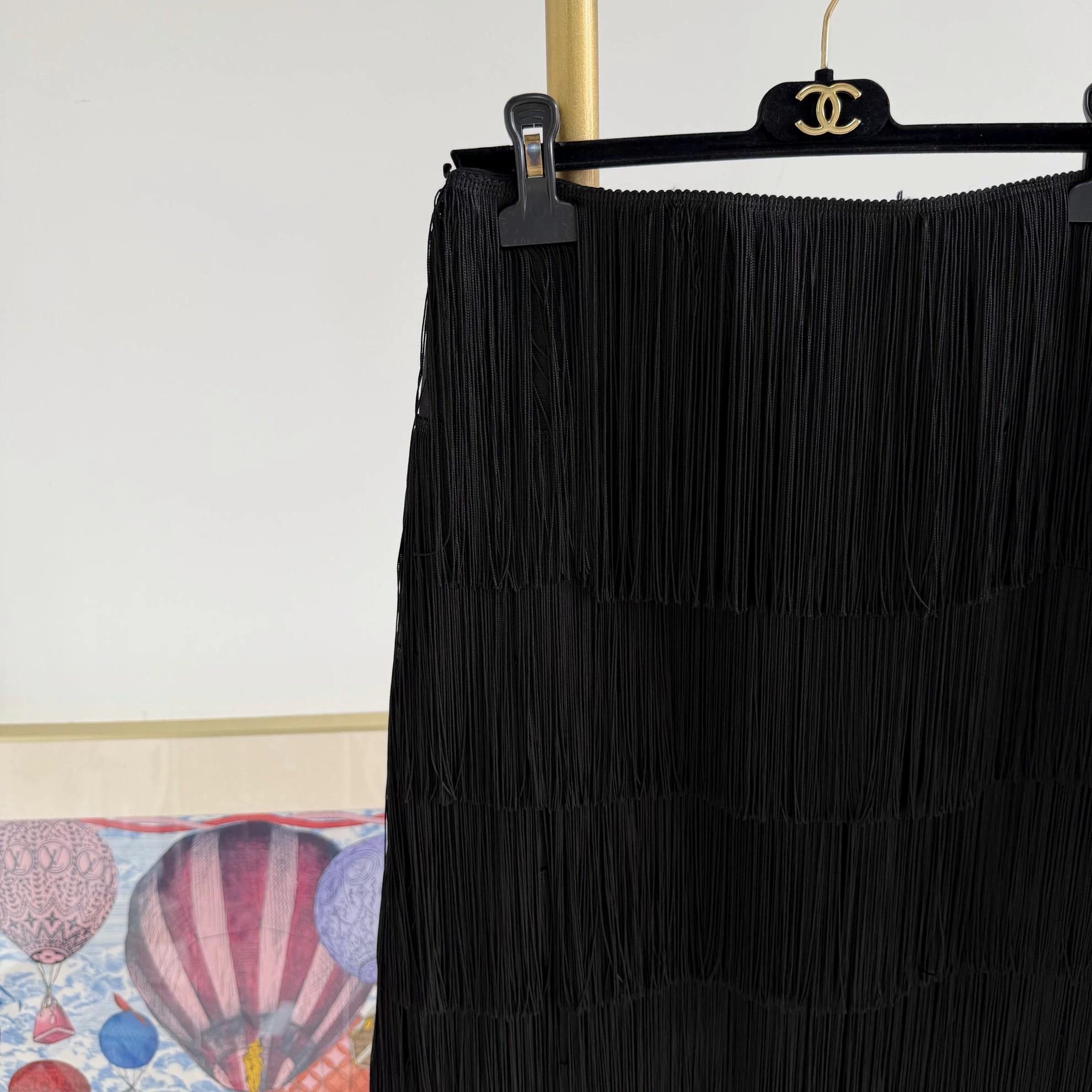 Prada Prada black tassel skirt 42 new with tags Size 28" / US 6 / IT 42 - 3 Thumbnail