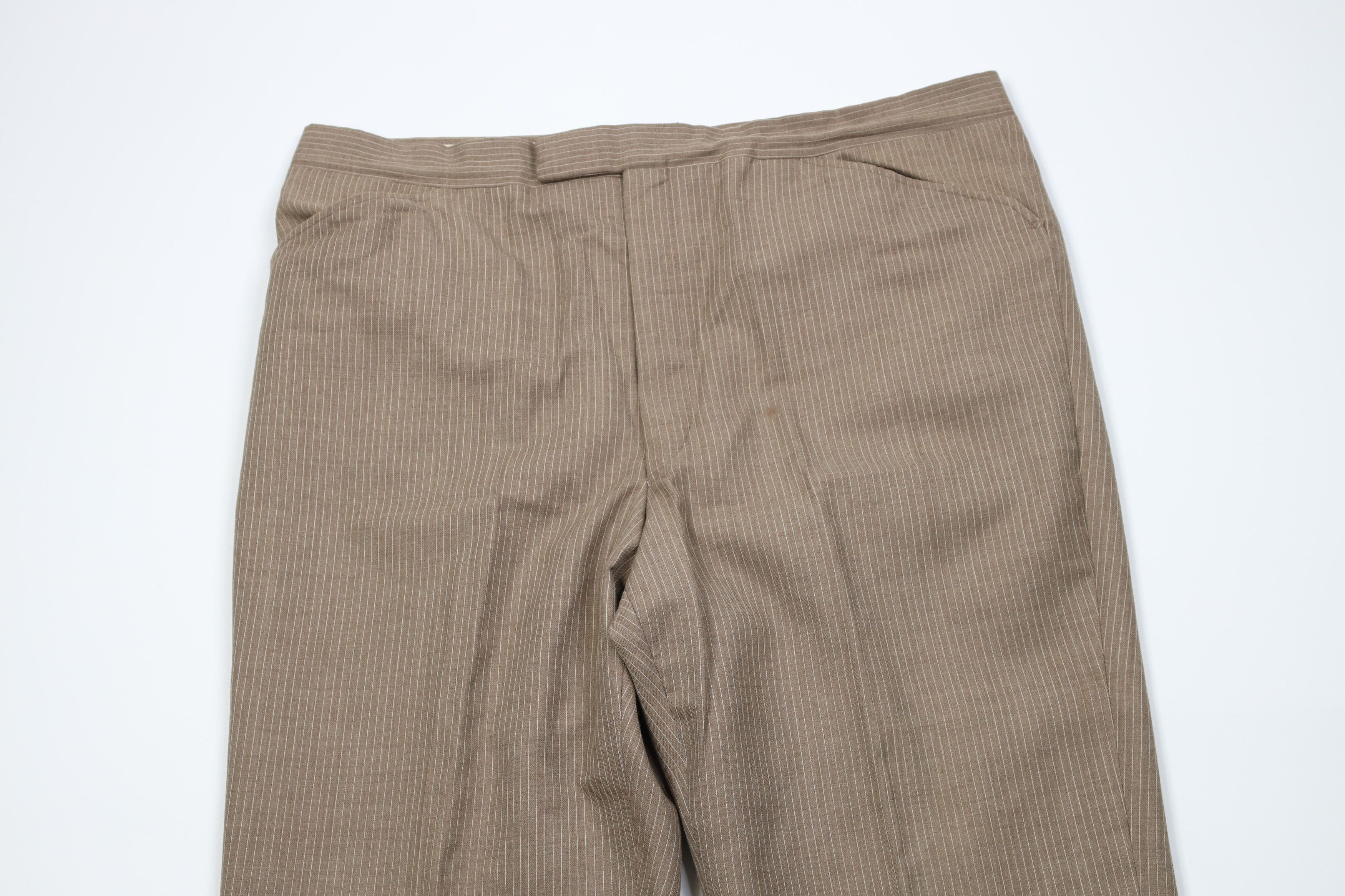 Vintage Vintage 70s Streetwear 3 Piece Stripe Suit Wedding Brown Size 44L - 11 Thumbnail