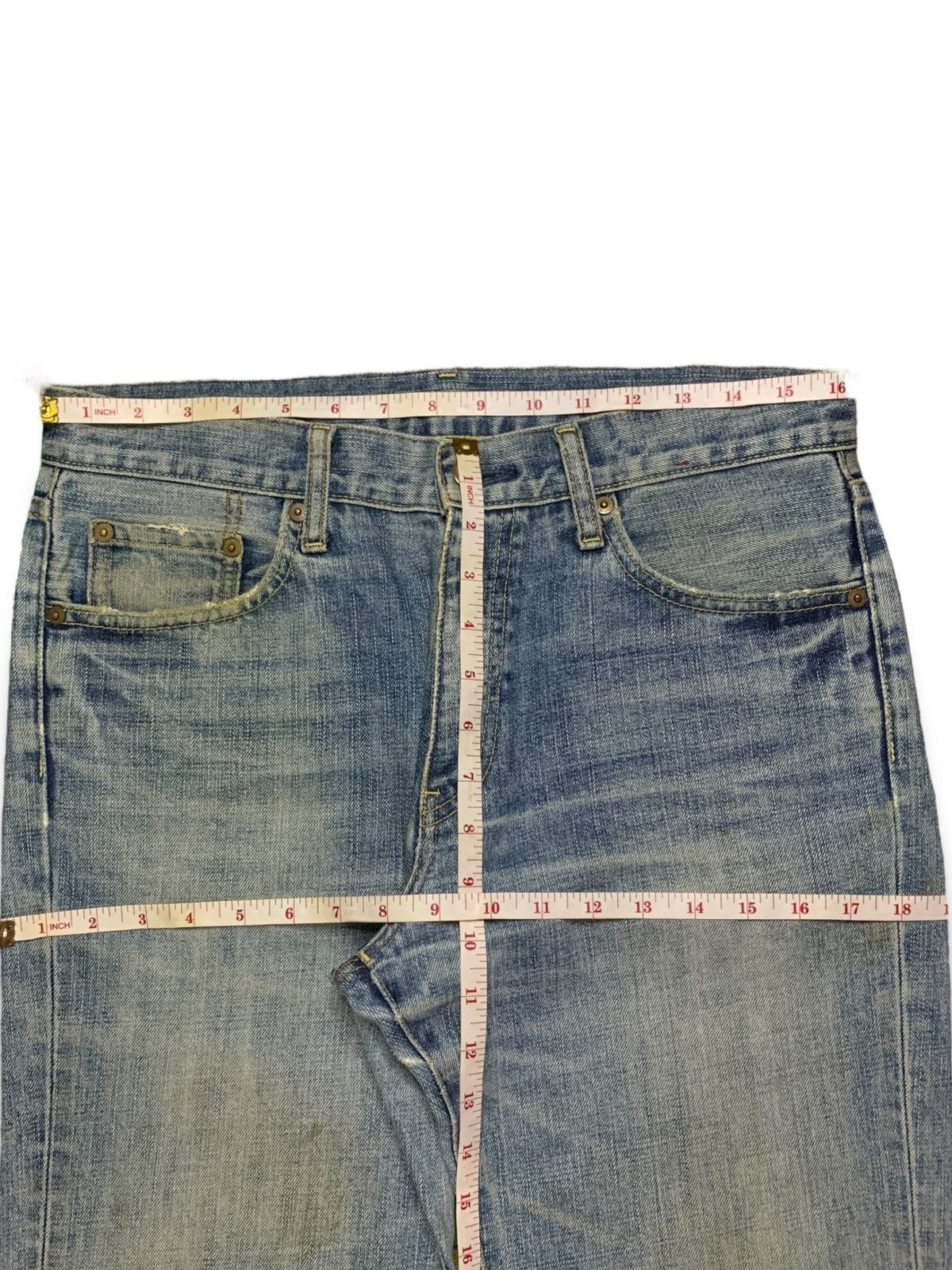 Japanese Brand × Uniqlo Vintage Japanese Uniqlo Blue Wash Distressed Flare Jeans Size US 33 - 11 Thumbnail