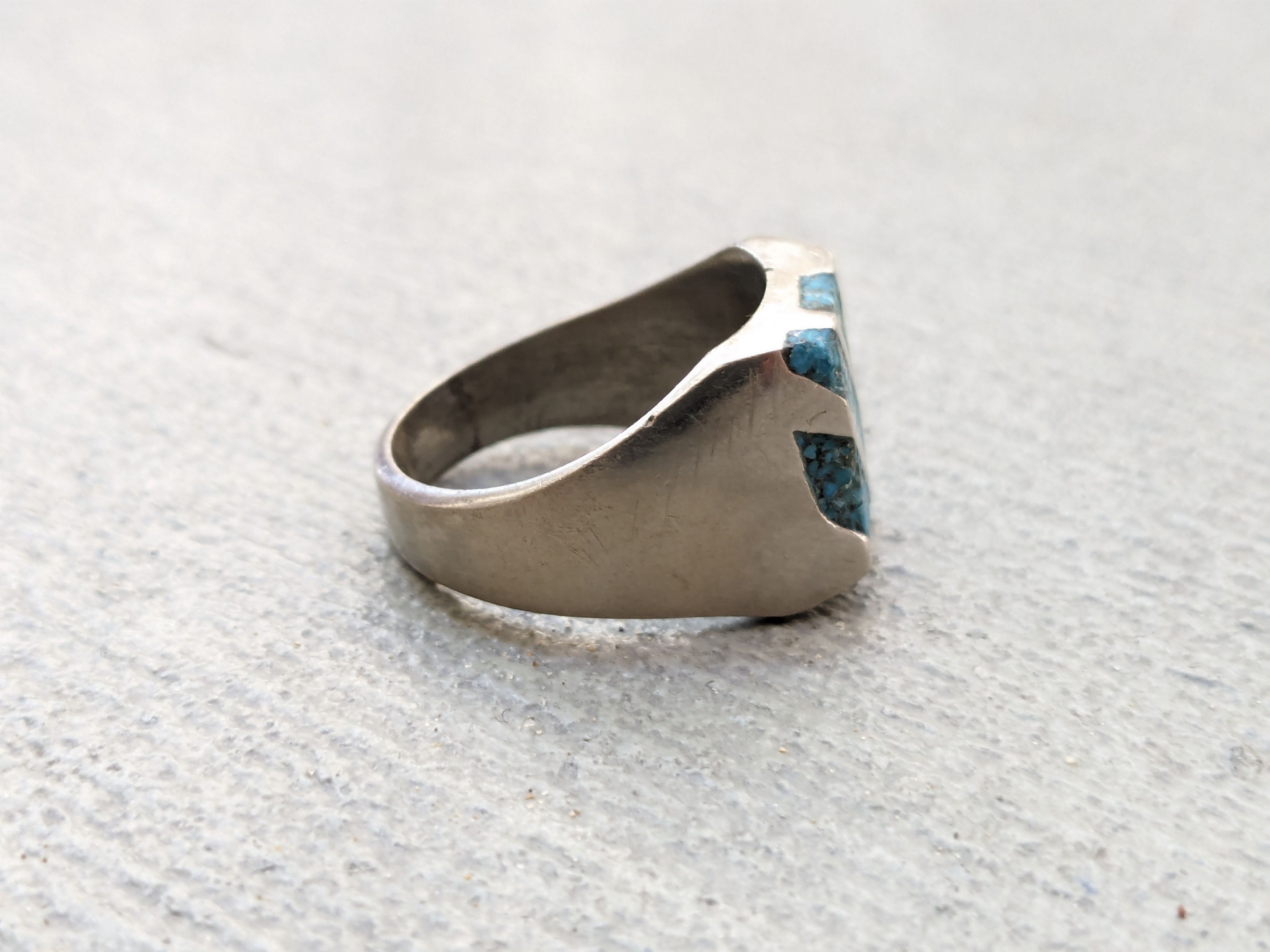 Jewelry Vintage Sterling Silver Ring 11.5 Turquoise Square Modern Size ONE SIZE - 5 Thumbnail