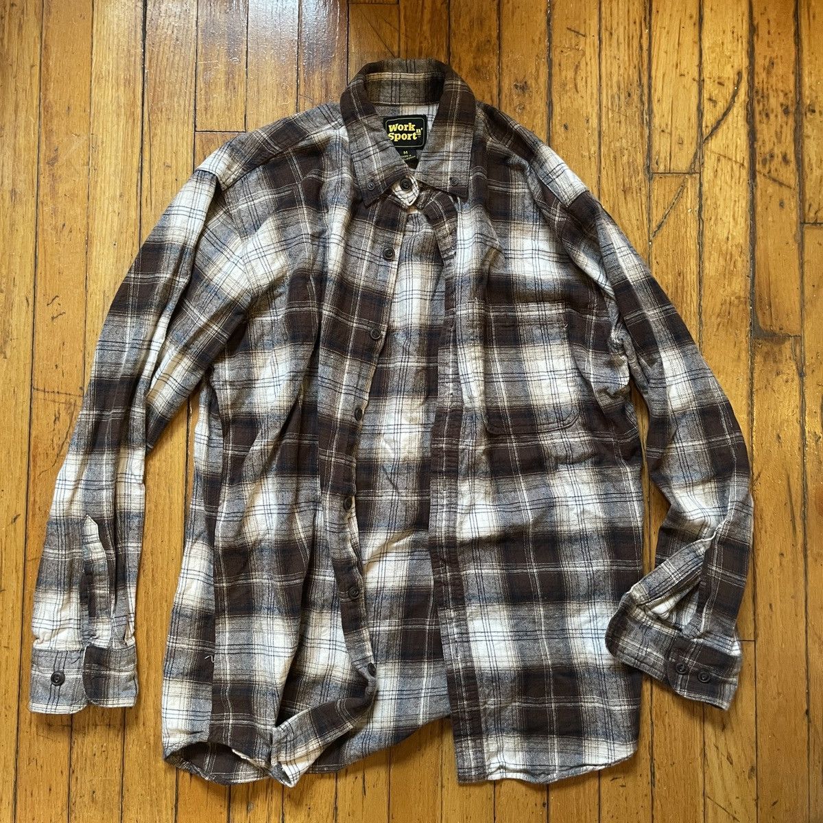 Vintage Vintage Work N’ Sport Brown Plaid Flannel Shirt Men’s Size M Size US M / EU 48-50 / 2 - 1 Thumbnail