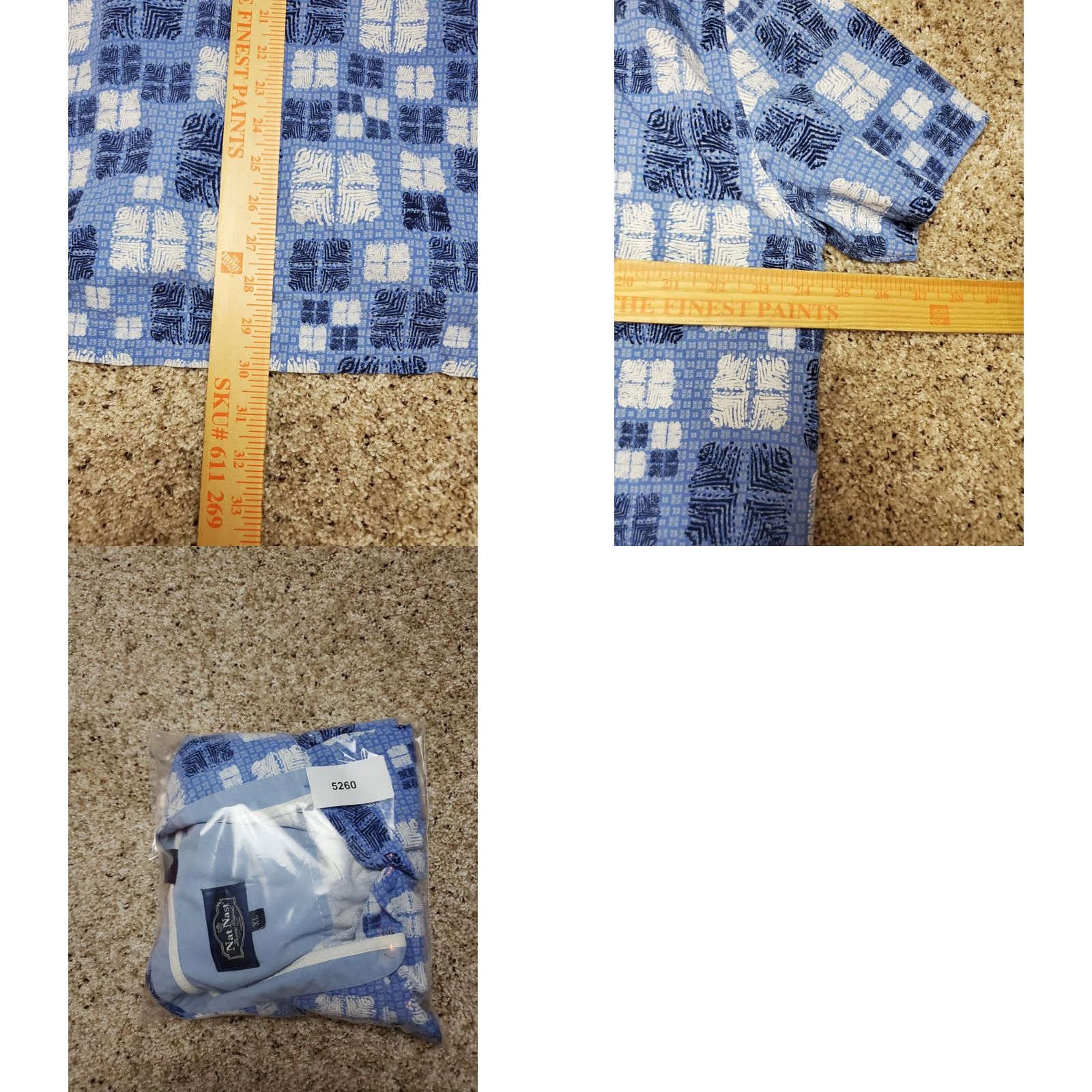 Nat Nast Nat Nast Shirt XL Mens Blue Silk Blend Geometric Tribal Short Sleeve Button Up Size US XL / EU 56 / 4 - 8 Thumbnail