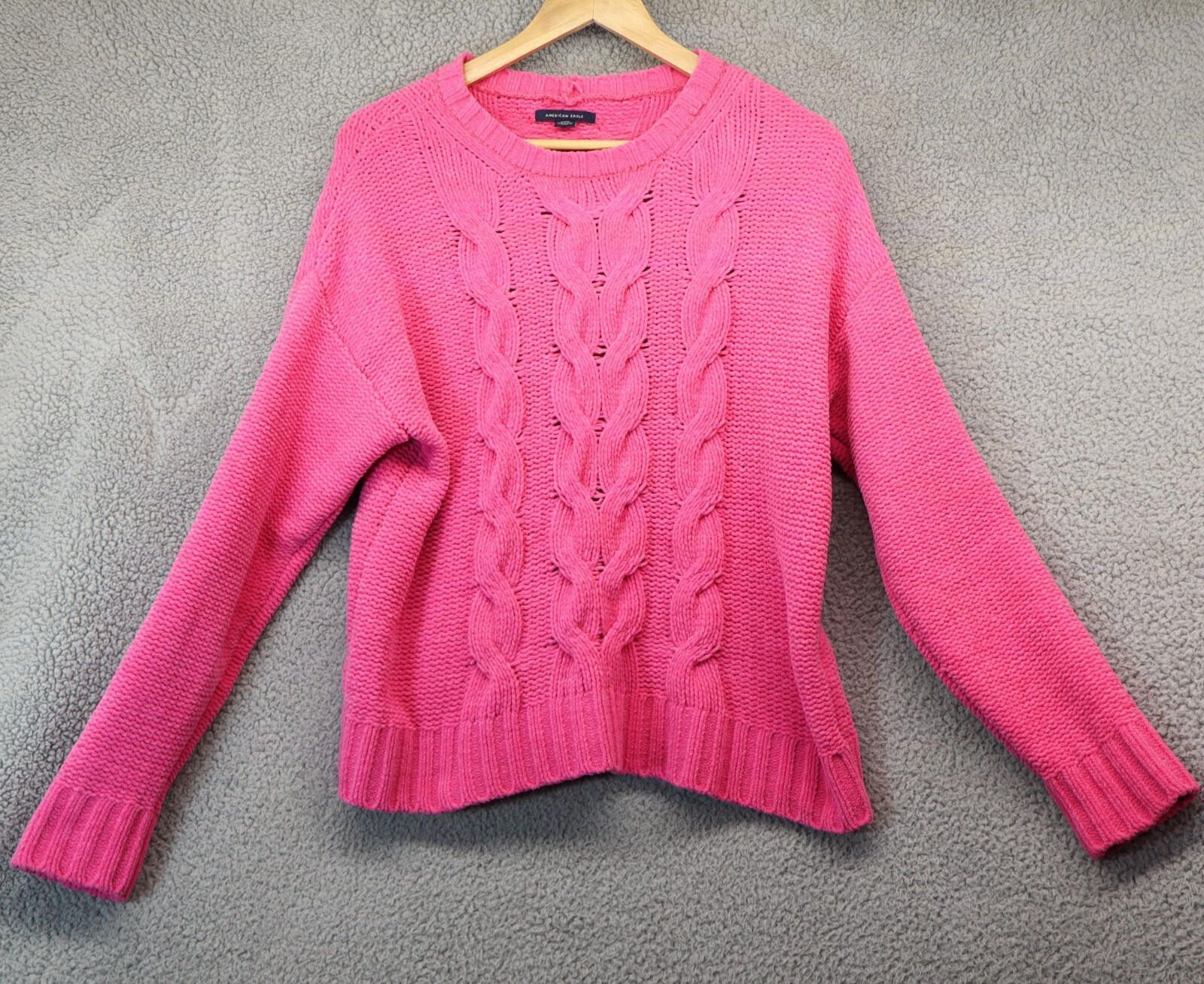American Eagle Outfitters American Eagle Pink Heavy Cable Knit Crew Sweater Sz Medium Size US M / EU 48-50 / 2 - 1 Thumbnail