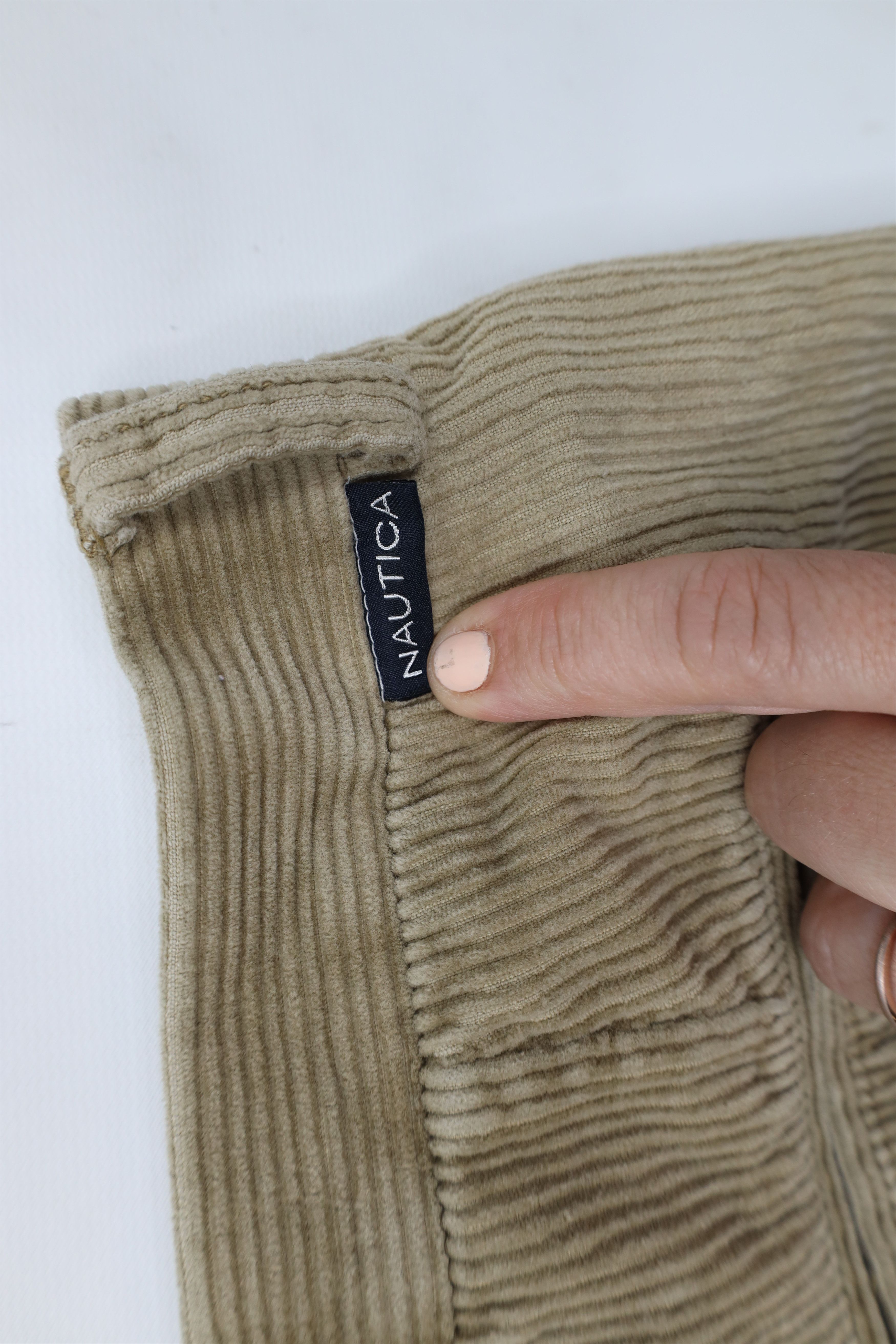 Nautica × Vintage Vintage 90s Nautica Wide Leg Corduroy Chino Pants Beige Size US 32 / EU 48 - 7 Thumbnail
